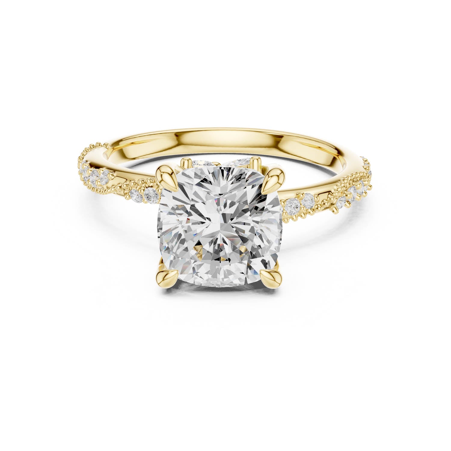 2.93 Ct. Cushion Cut Diamond Pavé Engagement Ring with Hidden Halo (DDLR-167-CU) 8