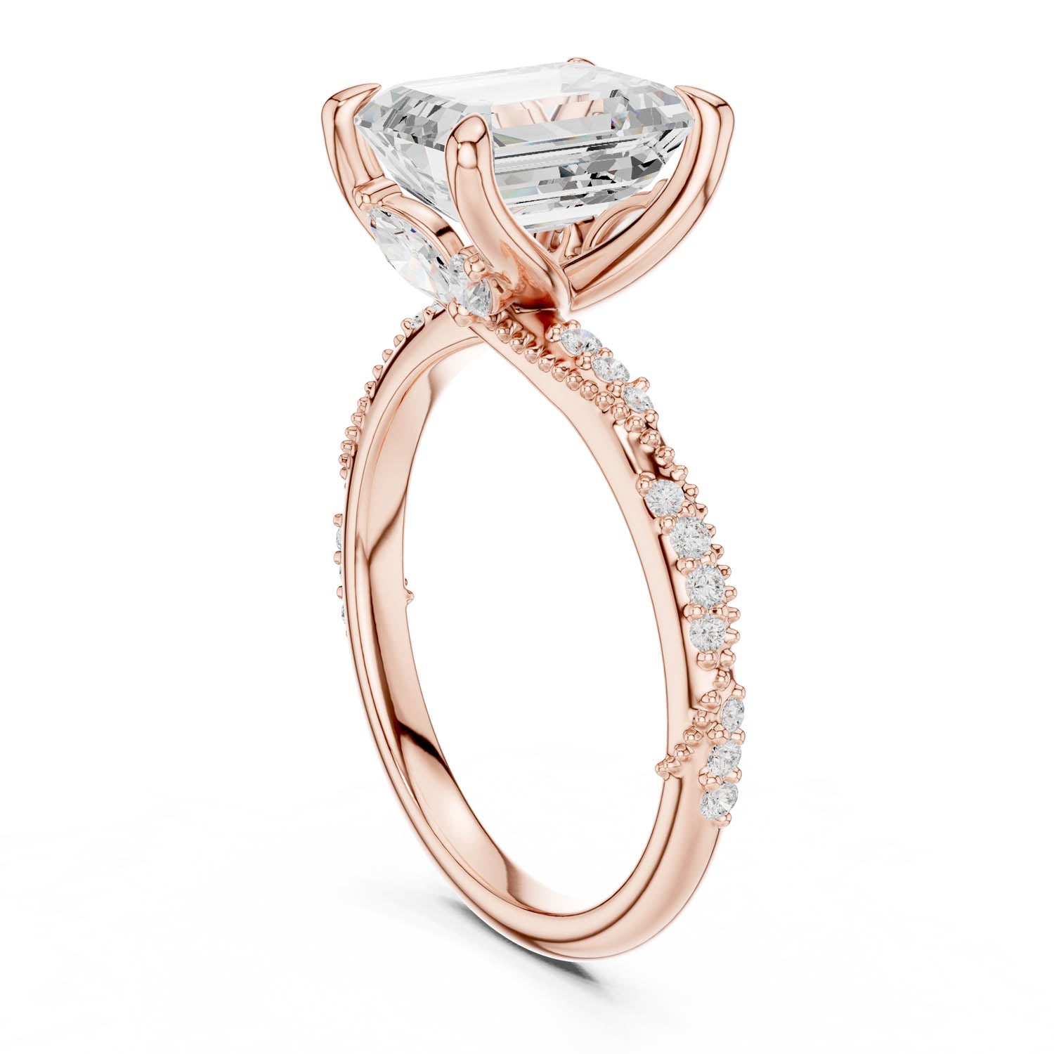 2.93 Ct. Emerald Cut Diamond Pavé Engagement Ring with Hidden Halo (DDLR-167-EM) 11