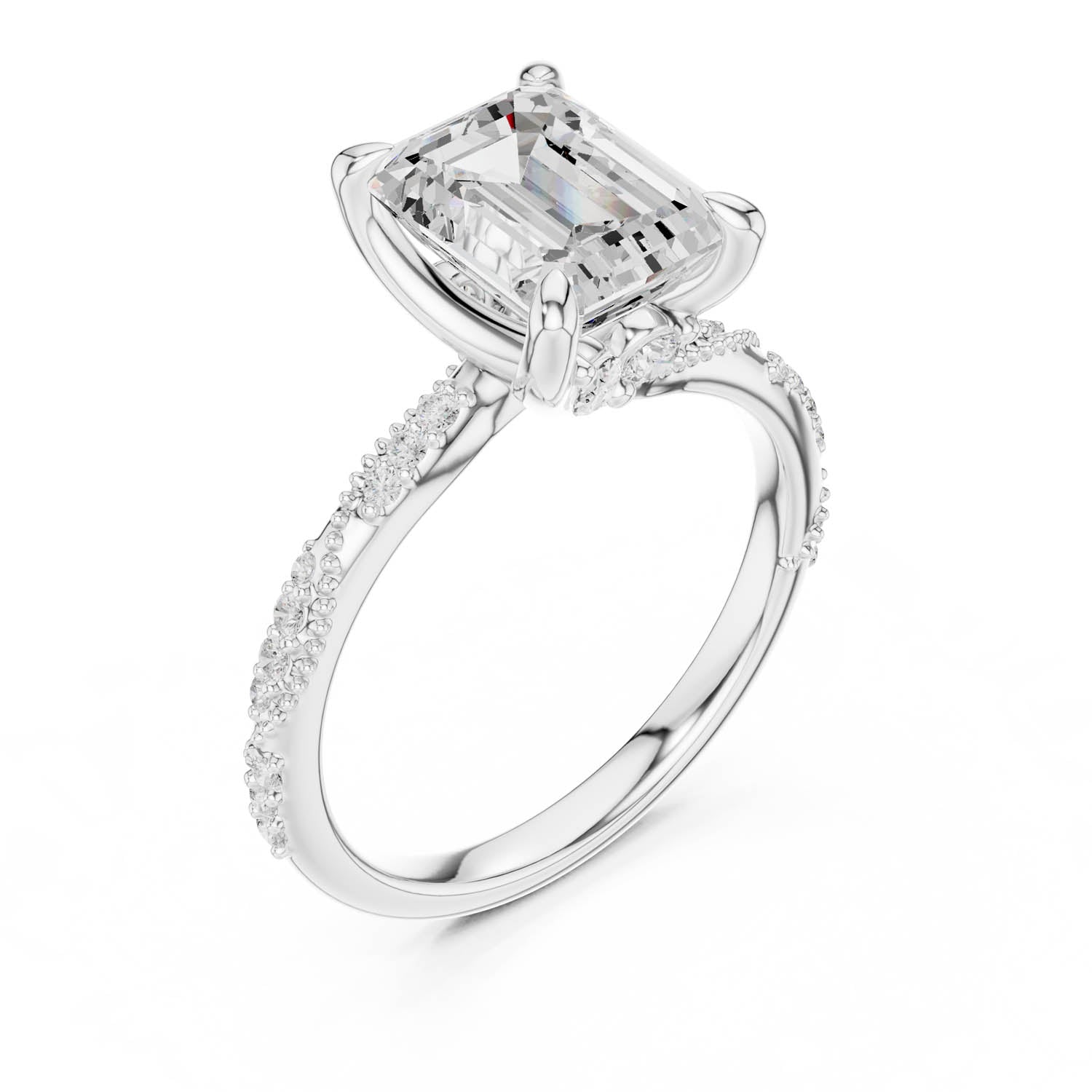 2.93 Ct. Emerald Cut Diamond Pavé Engagement Ring with Hidden Halo (DDLR-167-EM) 5
