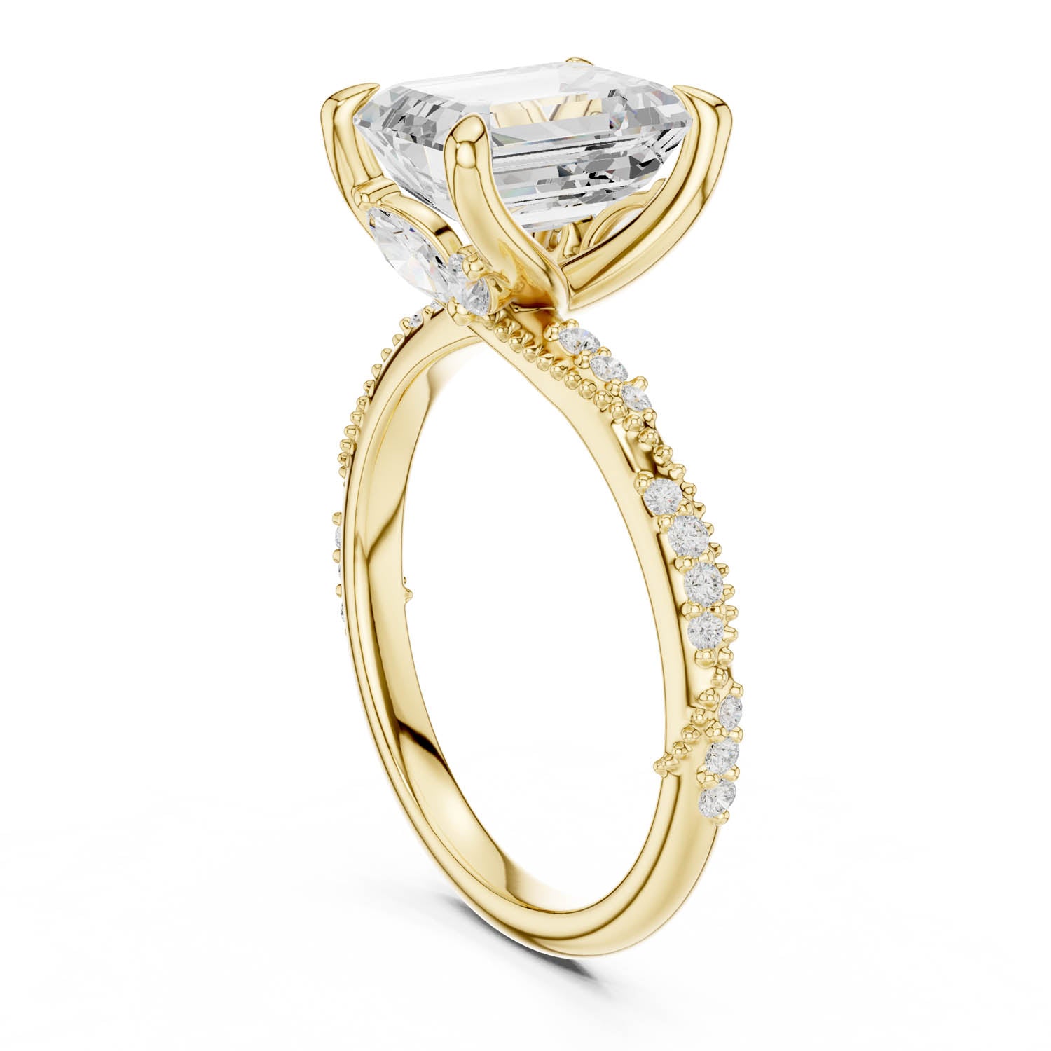 2.93 Ct. Emerald Cut Diamond Pavé Engagement Ring with Hidden Halo (DDLR-167-EM) 6