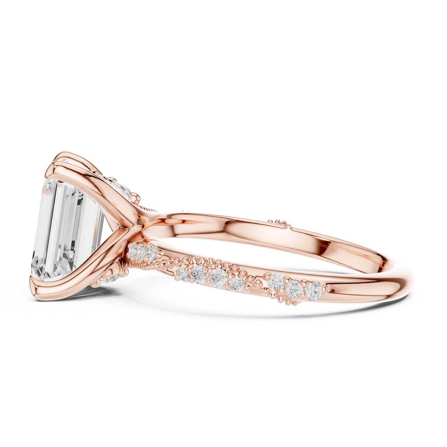 2.93 Ct. Emerald Cut Diamond Pavé Engagement Ring with Hidden Halo (DDLR-167-EM) 4
