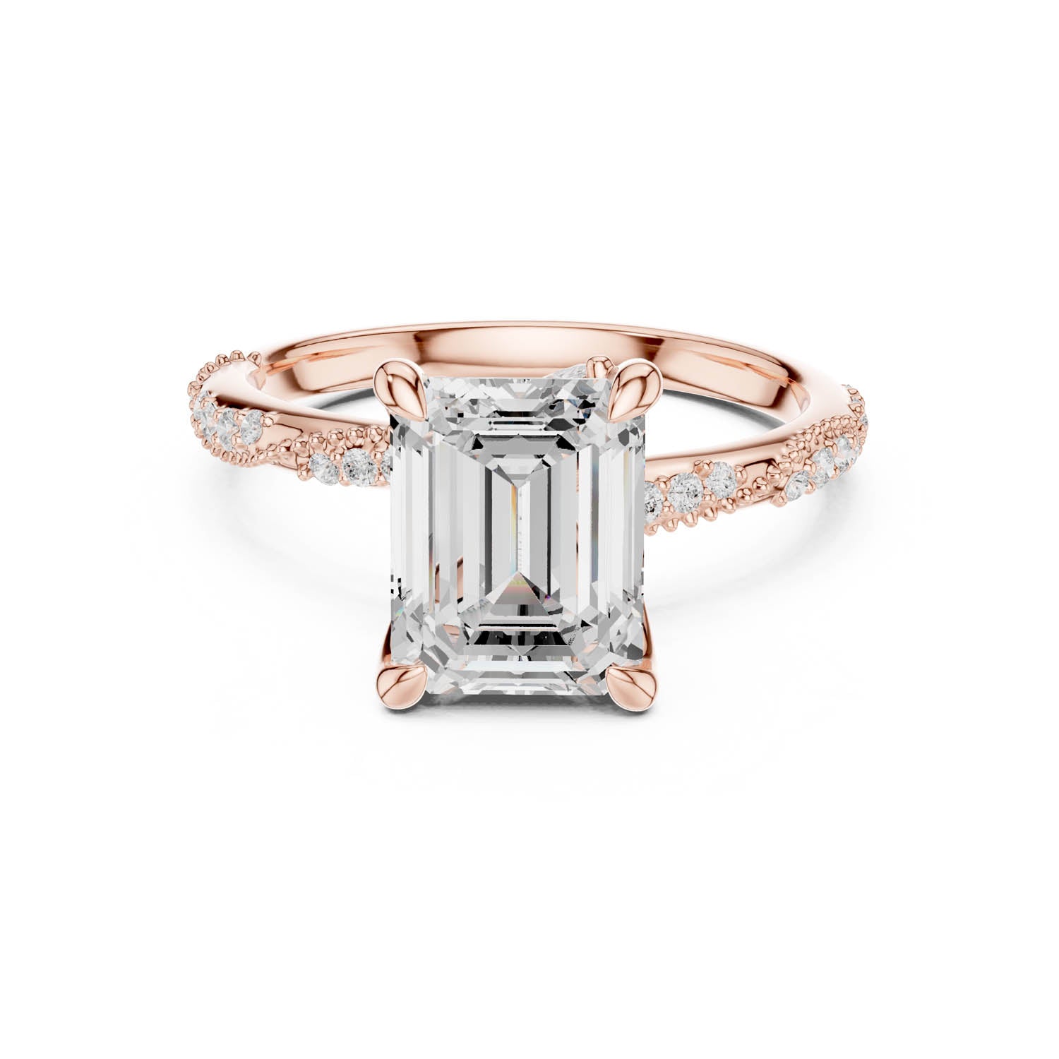 2.93 Ct. Emerald Cut Diamond Pavé Engagement Ring with Hidden Halo (DDLR-167-EM) 7