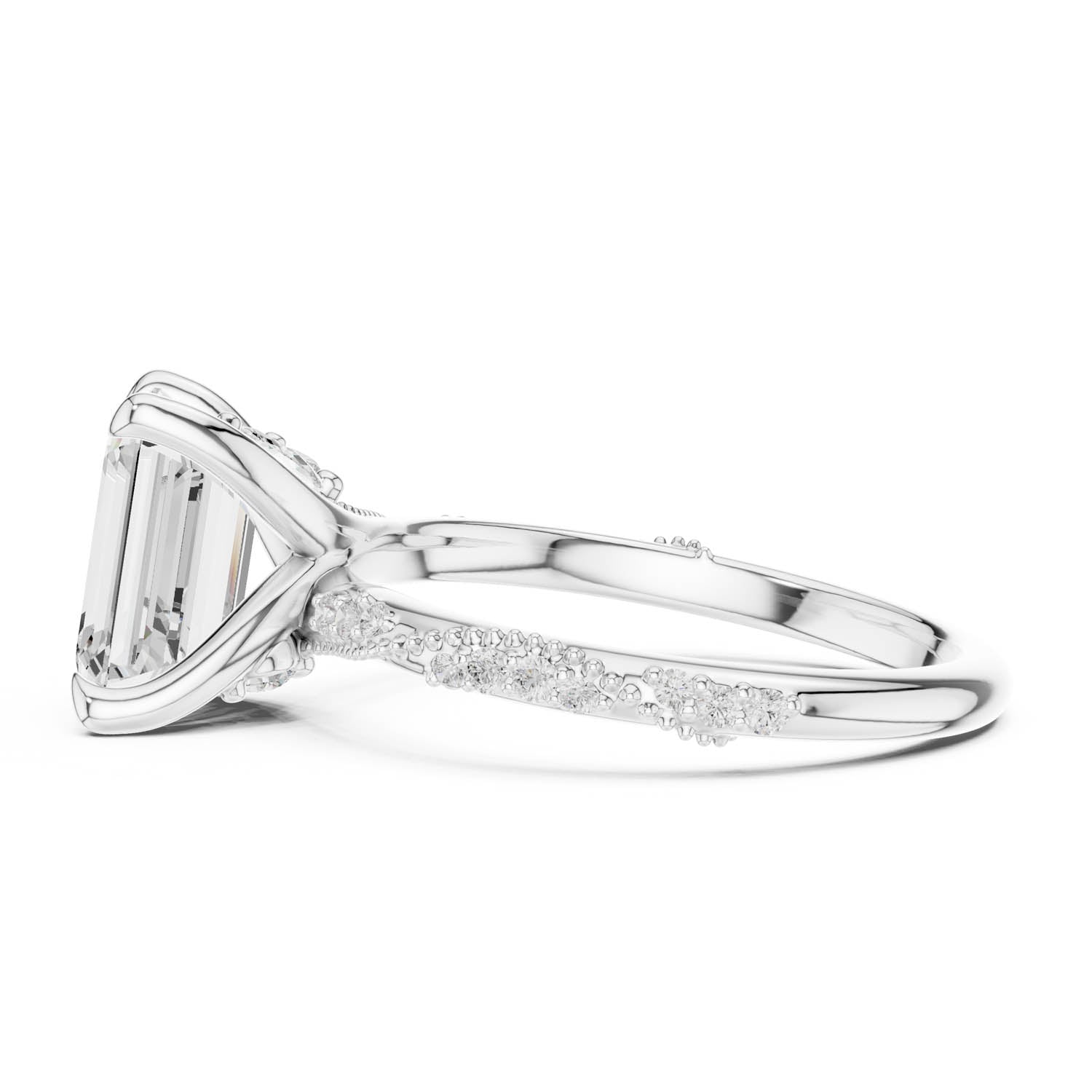 2.93 Ct. Emerald Cut Diamond Pavé Engagement Ring with Hidden Halo (DDLR-167-EM) 8