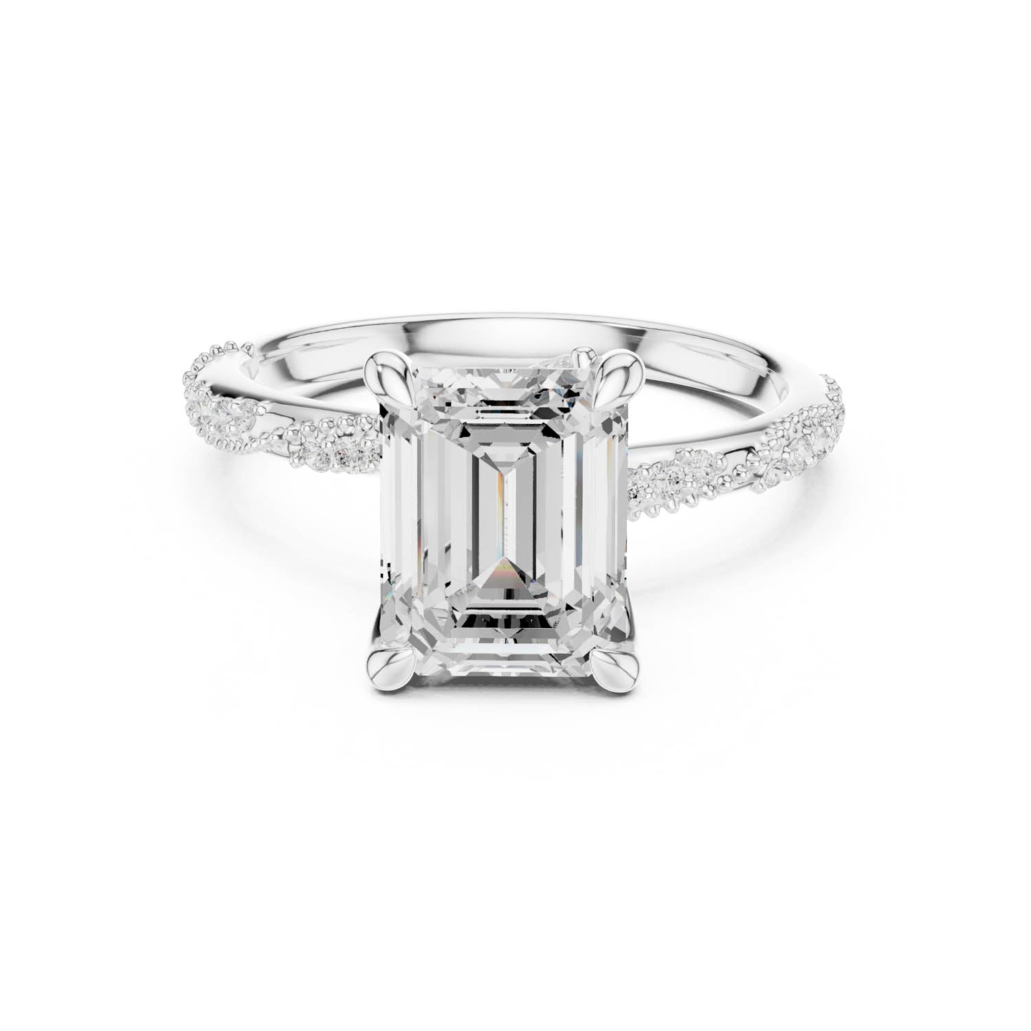2.93 Ct. Emerald Cut Diamond Pavé Engagement Ring with Hidden Halo (DDLR-167-EM) 1