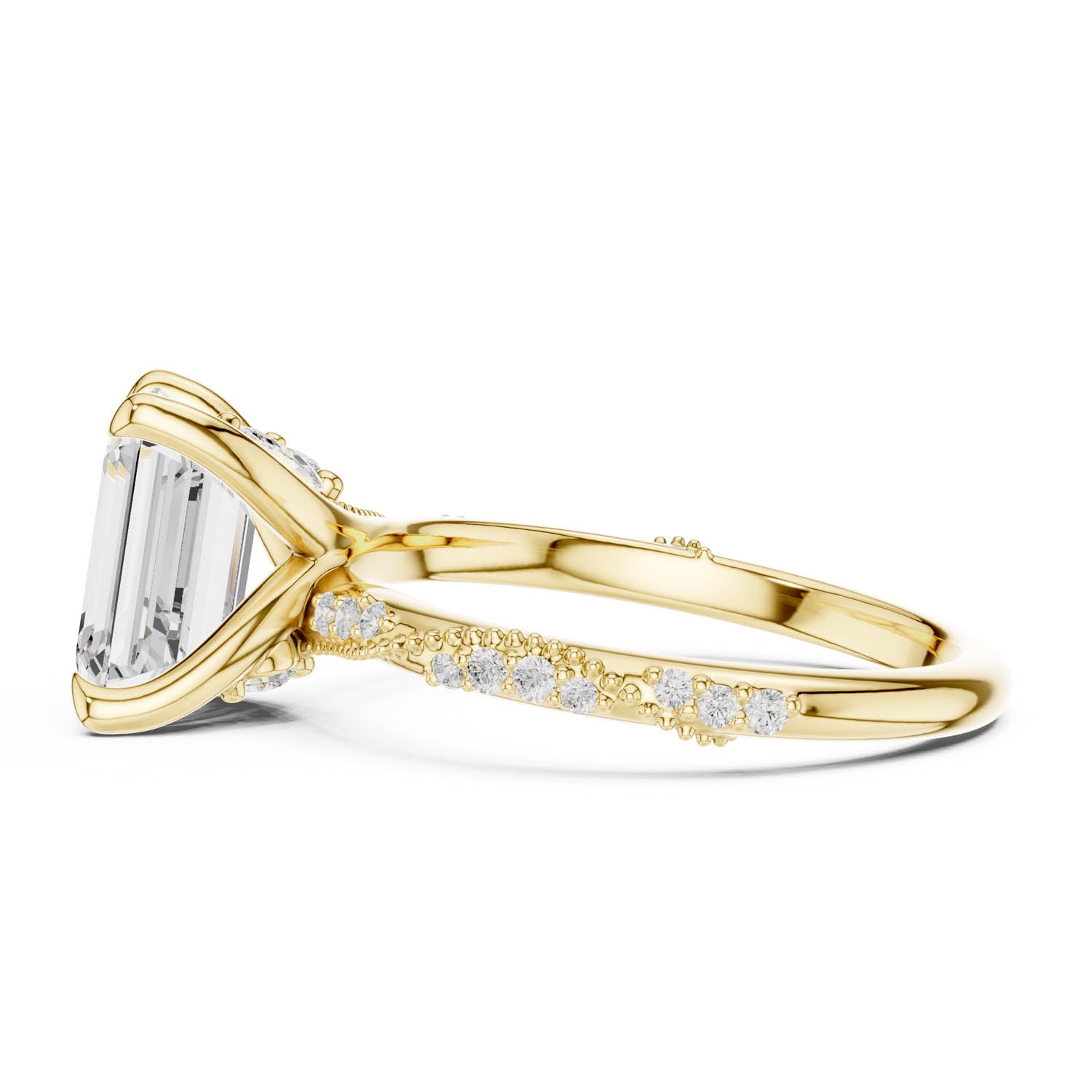 2.93 Ct. Emerald Cut Diamond Pavé Engagement Ring with Hidden Halo (DDLR-167-EM) 9
