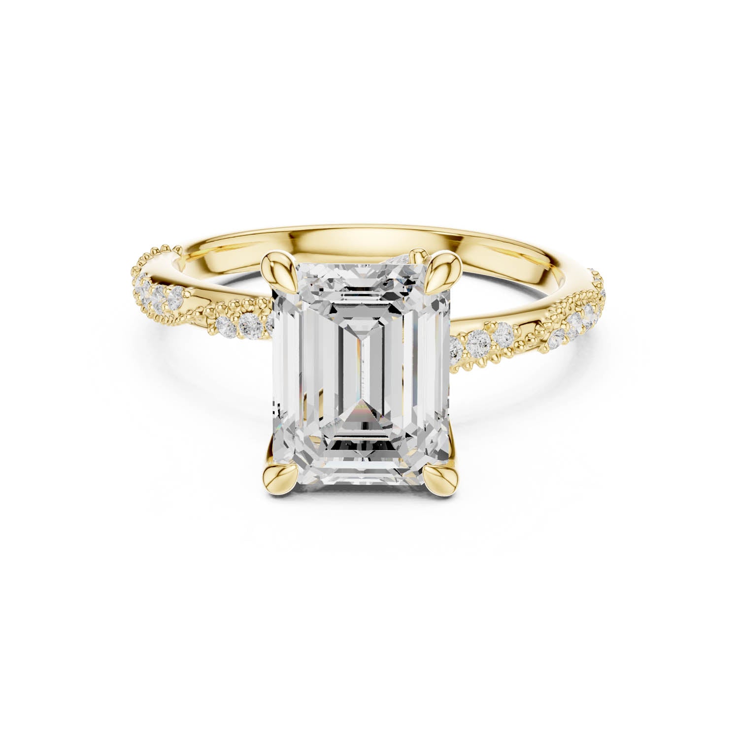 2.93 Ct. Emerald Cut Diamond Pavé Engagement Ring with Hidden Halo (DDLR-167-EM) 10