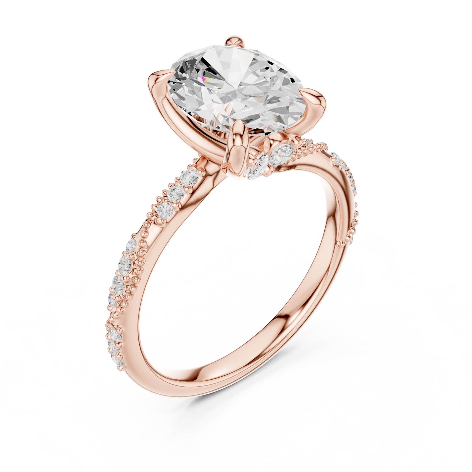 2.93 Ct. Oval Cut Diamond Pavé Engagement Ring with Hidden Halo (DDLR-167-OV) 12