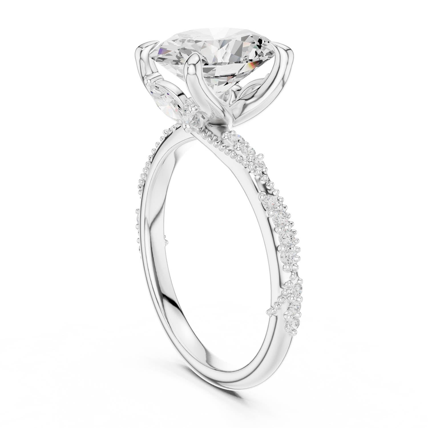 2.93 Ct. Oval Cut Diamond Pavé Engagement Ring with Hidden Halo (DDLR-167-OV) 13