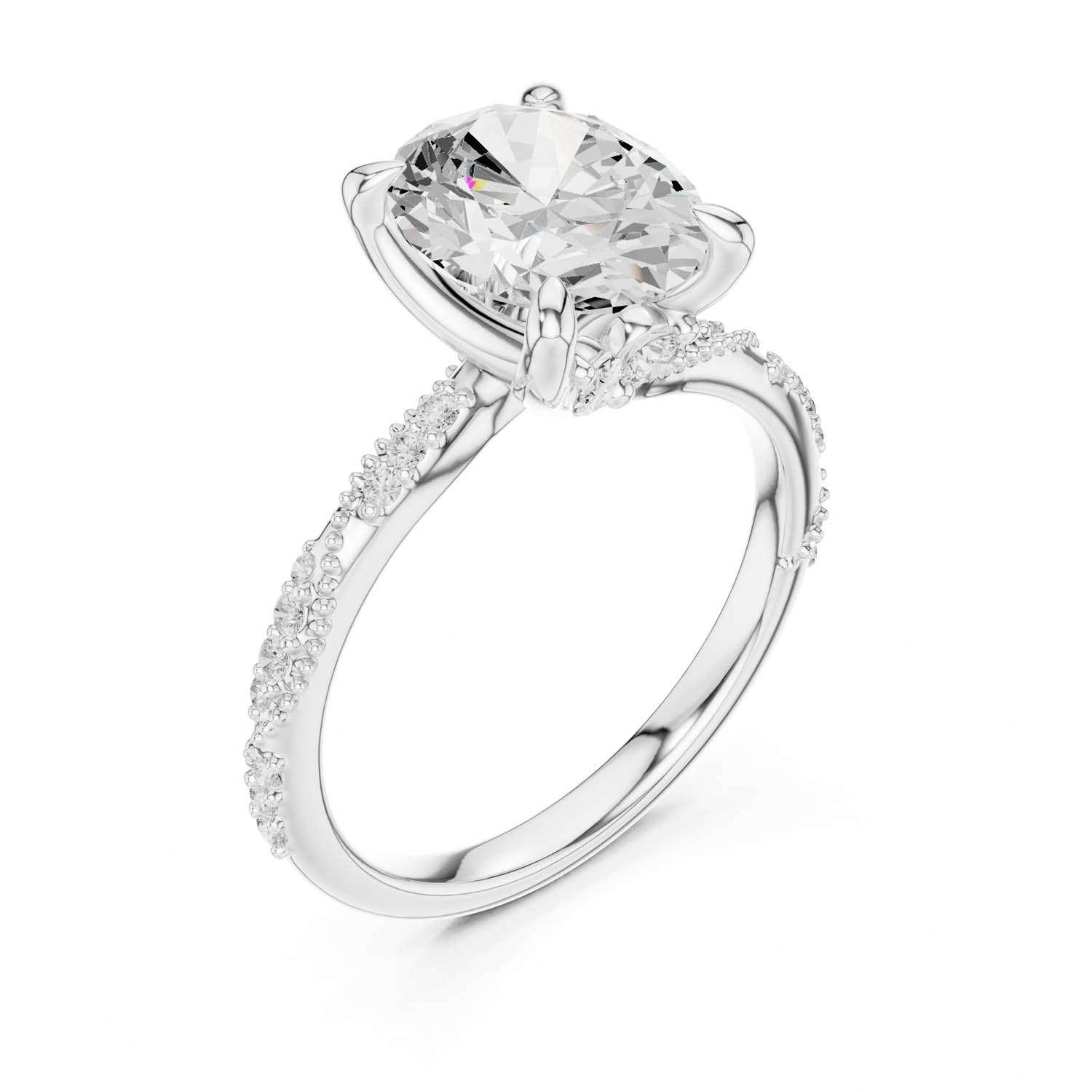 2.93 Ct. Oval Cut Diamond Pavé Engagement Ring with Hidden Halo (DDLR-167-OV) 5