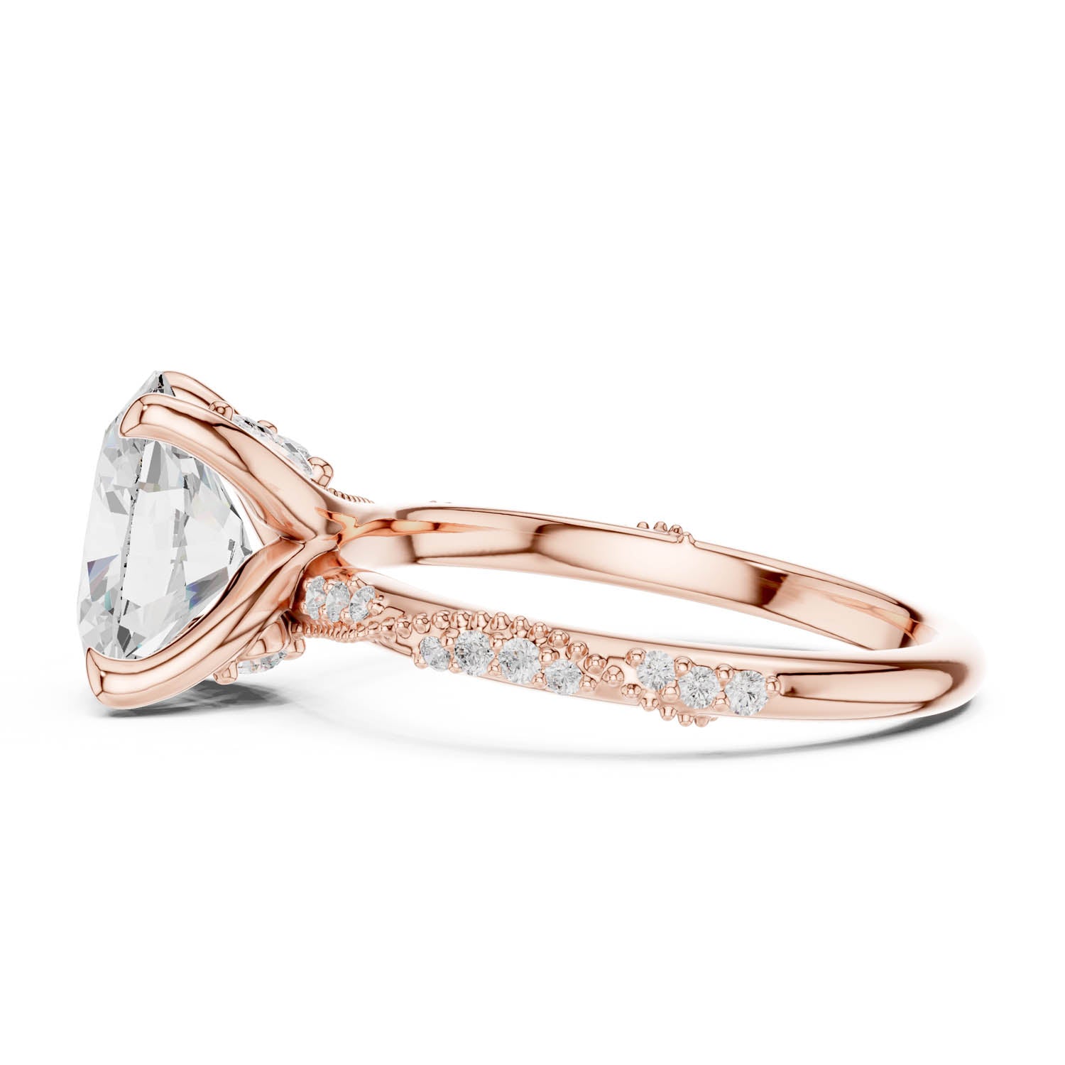 2.93 Ct. Oval Cut Diamond Pavé Engagement Ring with Hidden Halo (DDLR-167-OV) 4