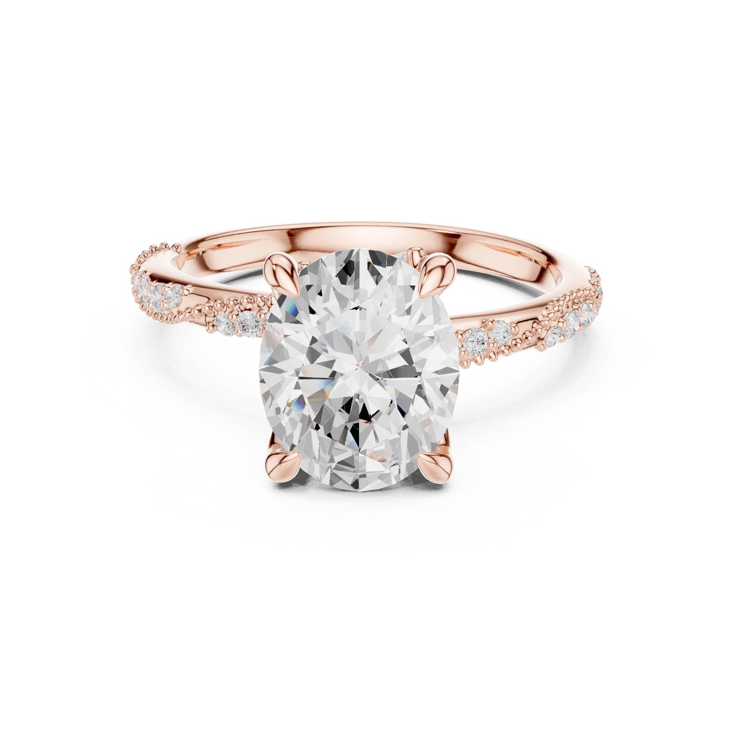 2.93 Ct. Oval Cut Diamond Pavé Engagement Ring with Hidden Halo (DDLR-167-OV) 7