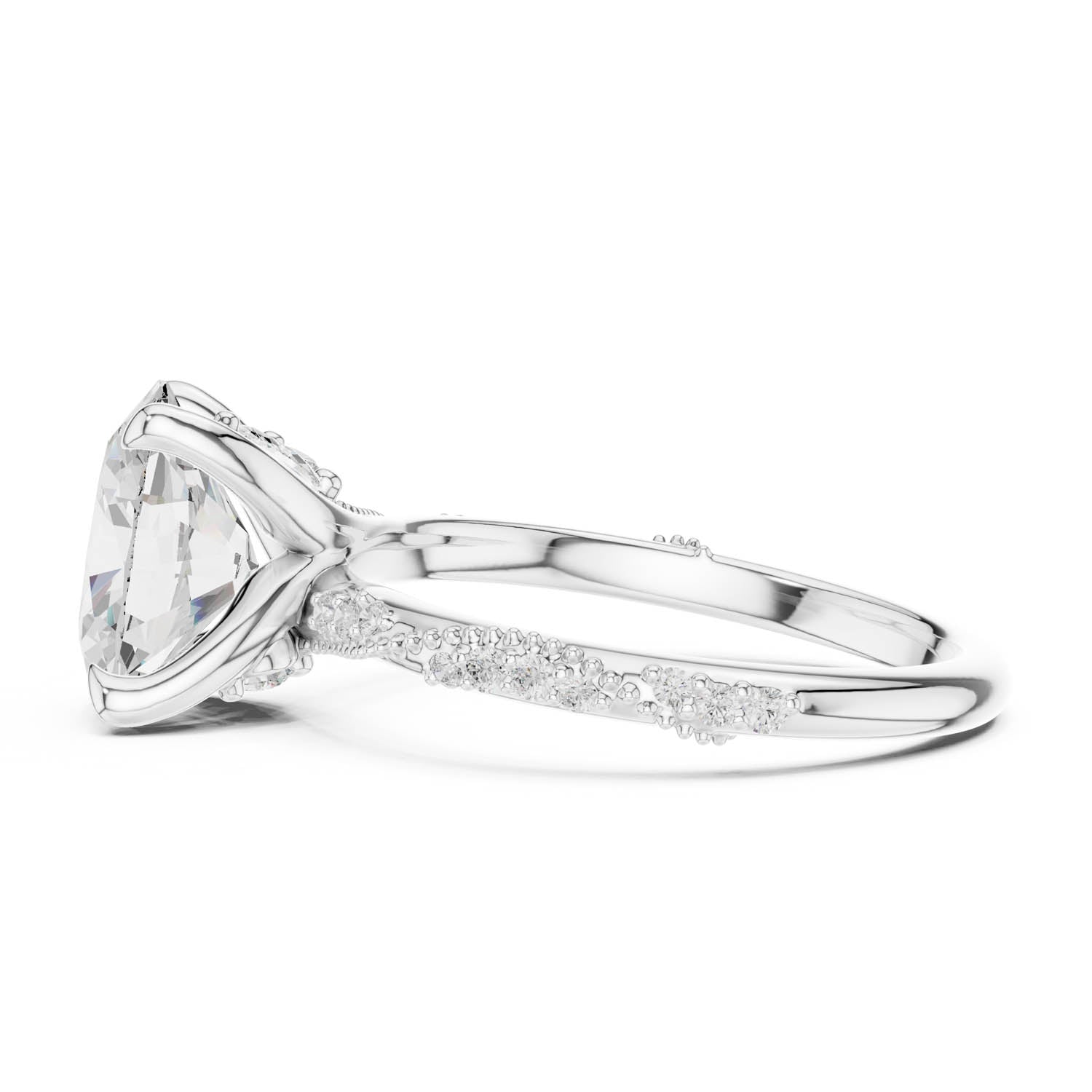 2.93 Ct. Oval Cut Diamond Pavé Engagement Ring with Hidden Halo (DDLR-167-OV) 8
