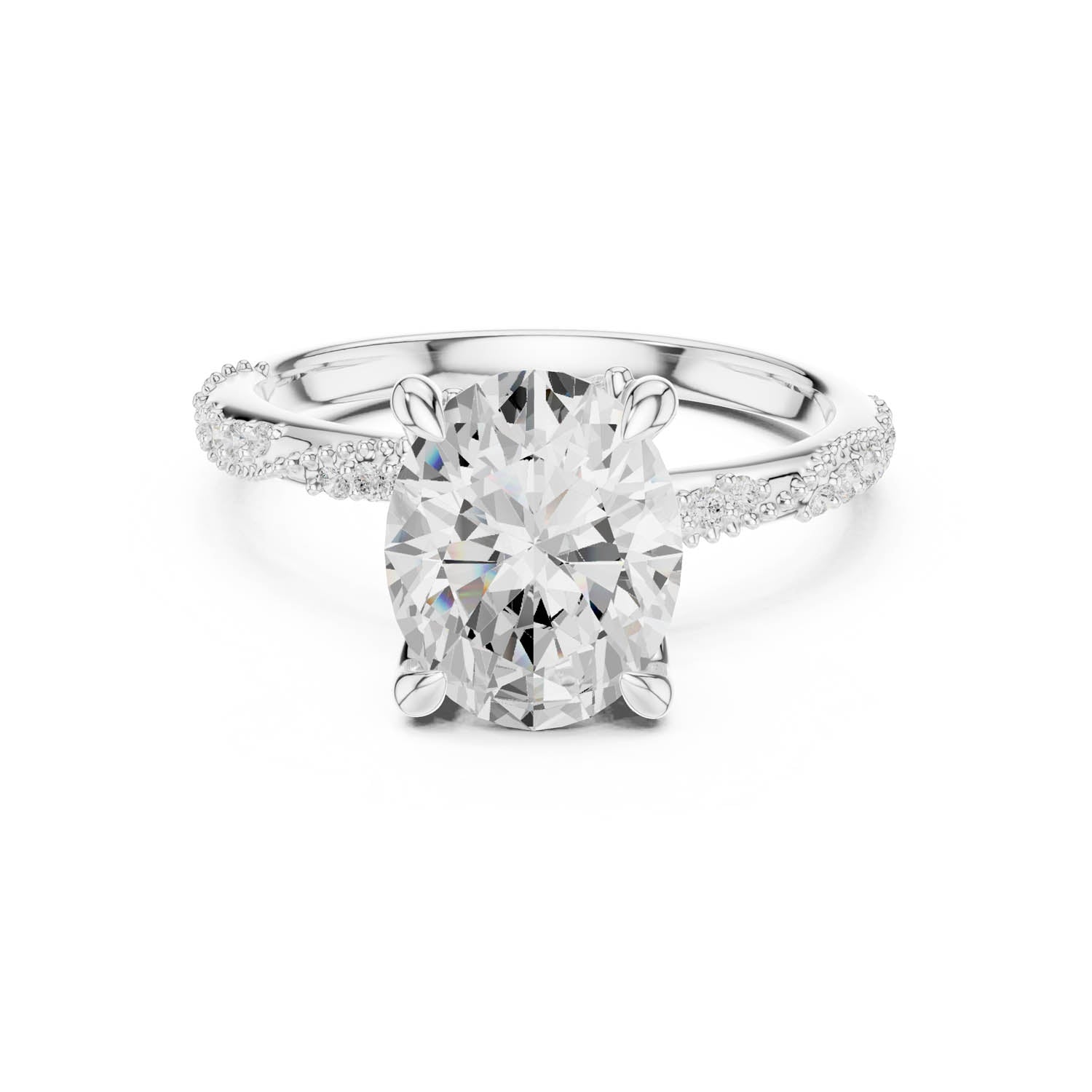 2.93 Ct. Oval Cut Diamond Pavé Engagement Ring with Hidden Halo (DDLR-167-OV) 1