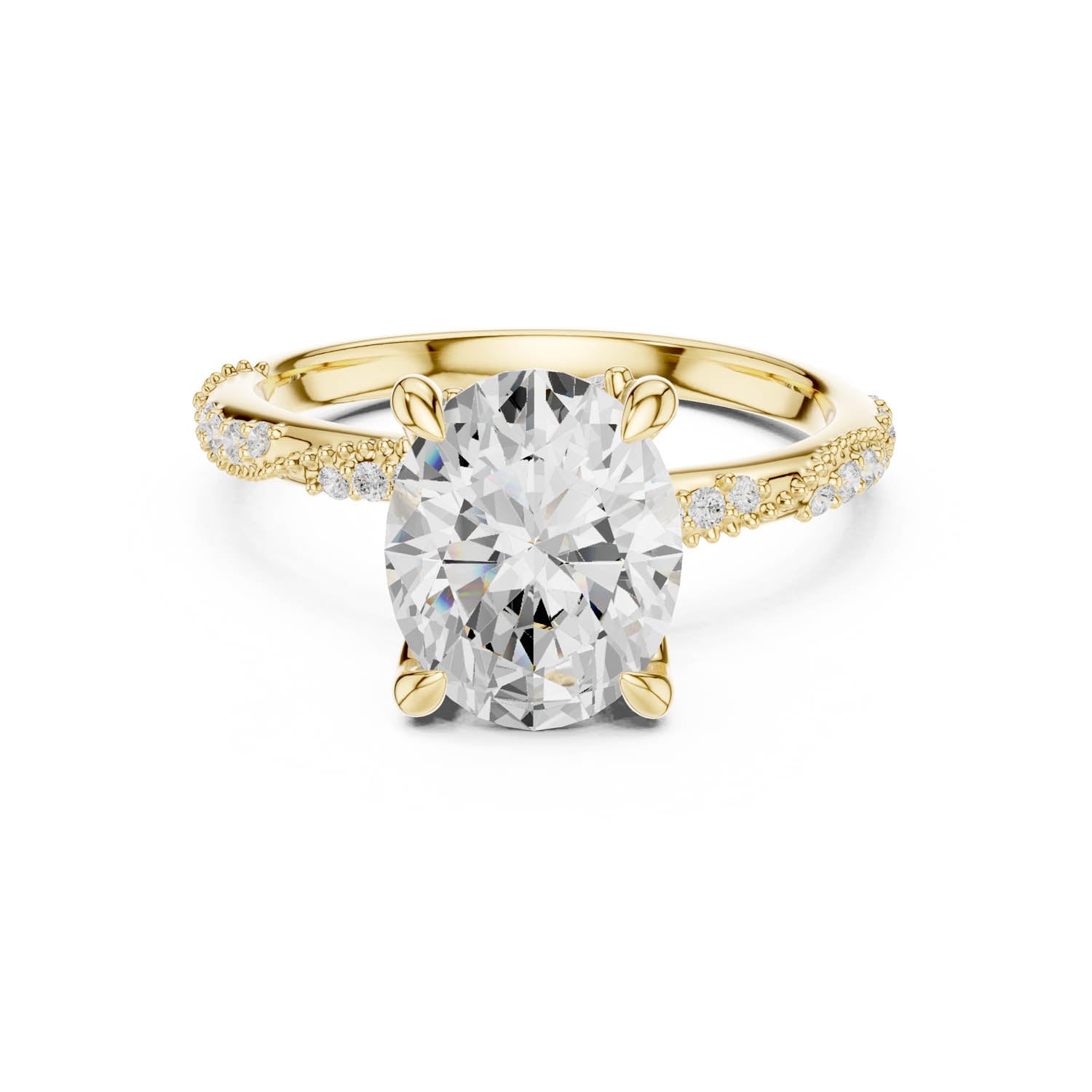 2.93 Ct. Oval Cut Diamond Pavé Engagement Ring with Hidden Halo (DDLR-167-OV) 10