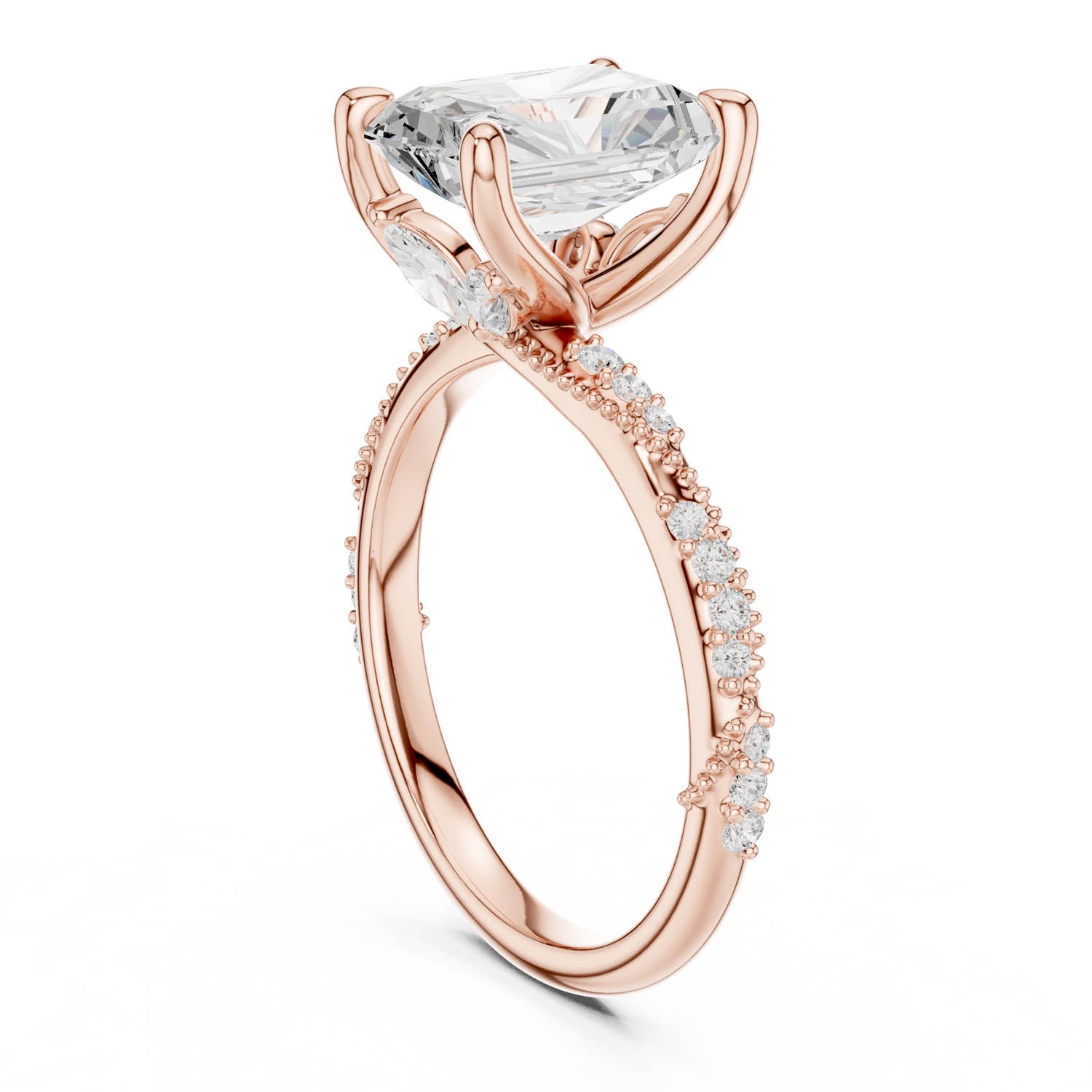2.93 Ct. Radiant Cut Diamond Pavé Engagement Ring with Hidden Halo (DDLR-167-RA) 11