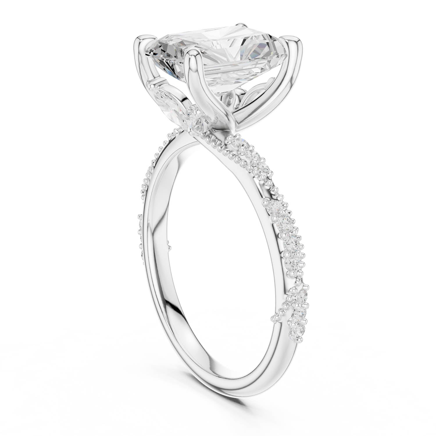 2.93 Ct. Radiant Cut Diamond Pavé Engagement Ring with Hidden Halo (DDLR-167-RA) 13