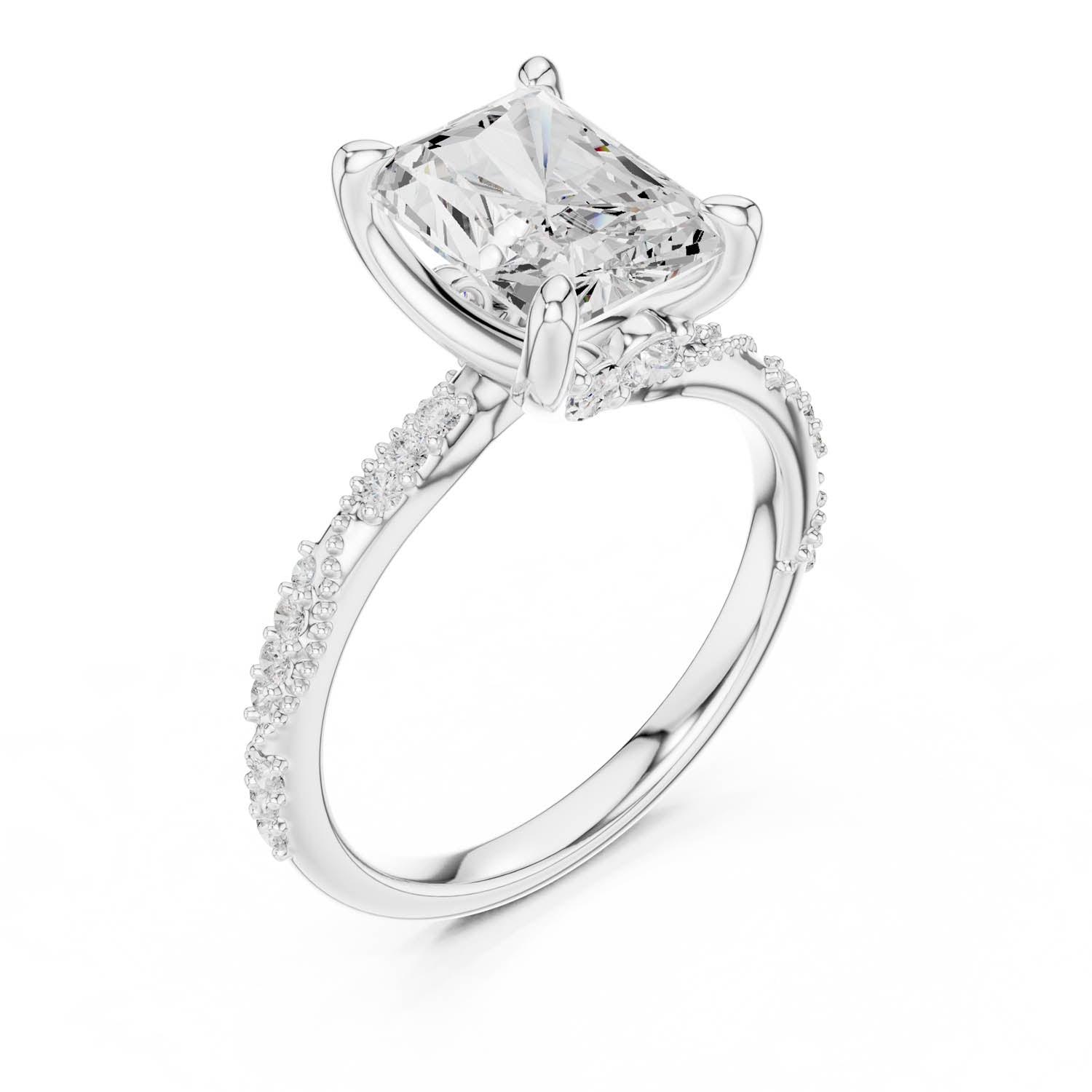 2.93 Ct. Radiant Cut Diamond Pavé Engagement Ring with Hidden Halo (DDLR-167-RA) 5