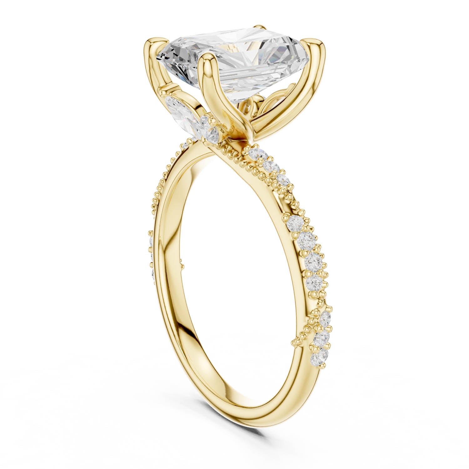 2.93 Ct. Radiant Cut Diamond Pavé Engagement Ring with Hidden Halo (DDLR-167-RA) 6