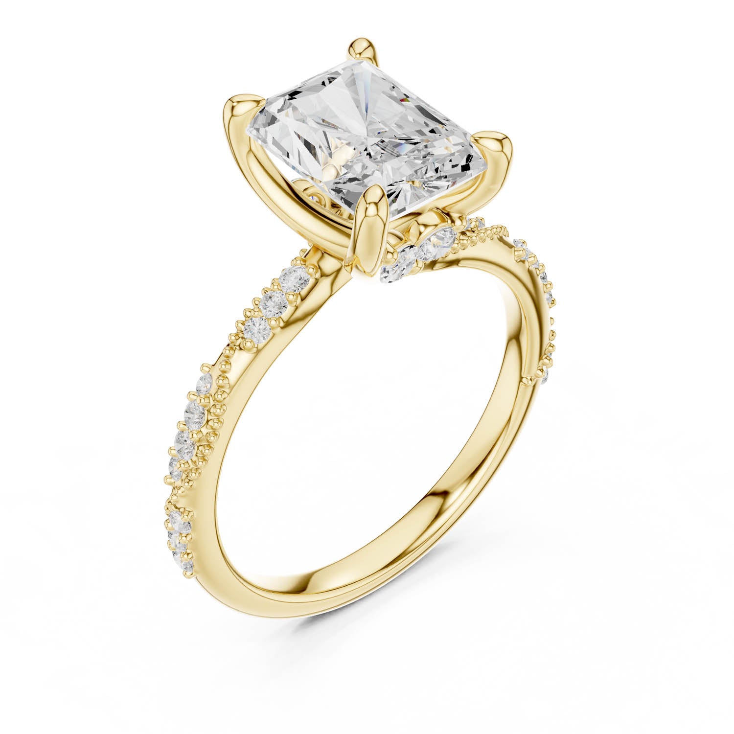 2.93 Ct. Radiant Cut Diamond Pavé Engagement Ring with Hidden Halo (DDLR-167-RA) 2