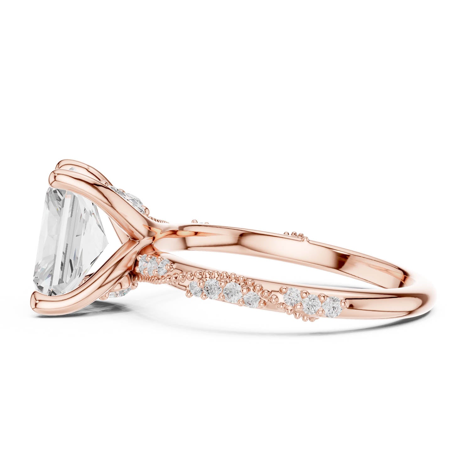 2.93 Ct. Radiant Cut Diamond Pavé Engagement Ring with Hidden Halo (DDLR-167-RA) 4