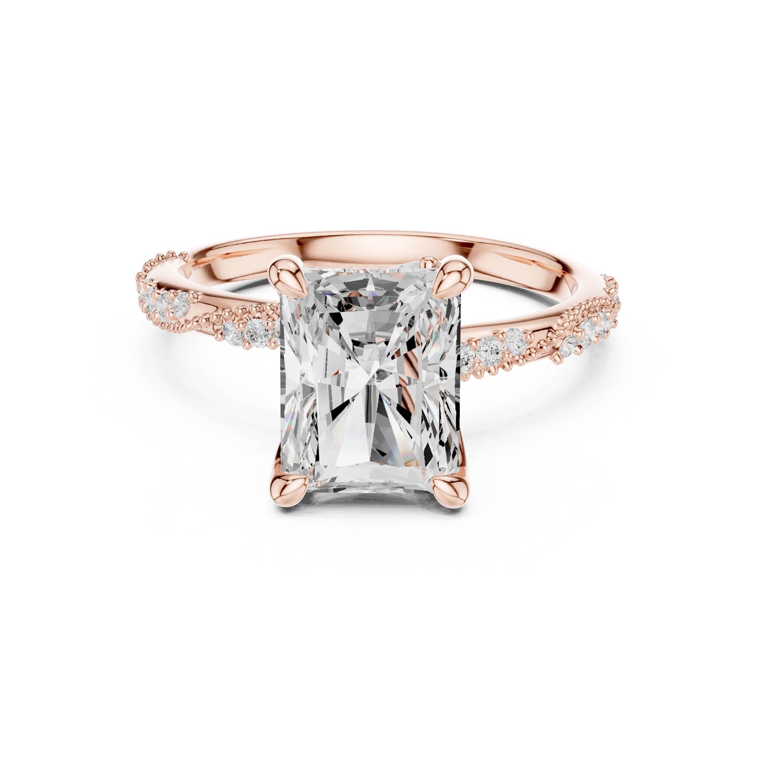 2.93 Ct. Radiant Cut Diamond Pavé Engagement Ring with Hidden Halo (DDLR-167-RA) 7