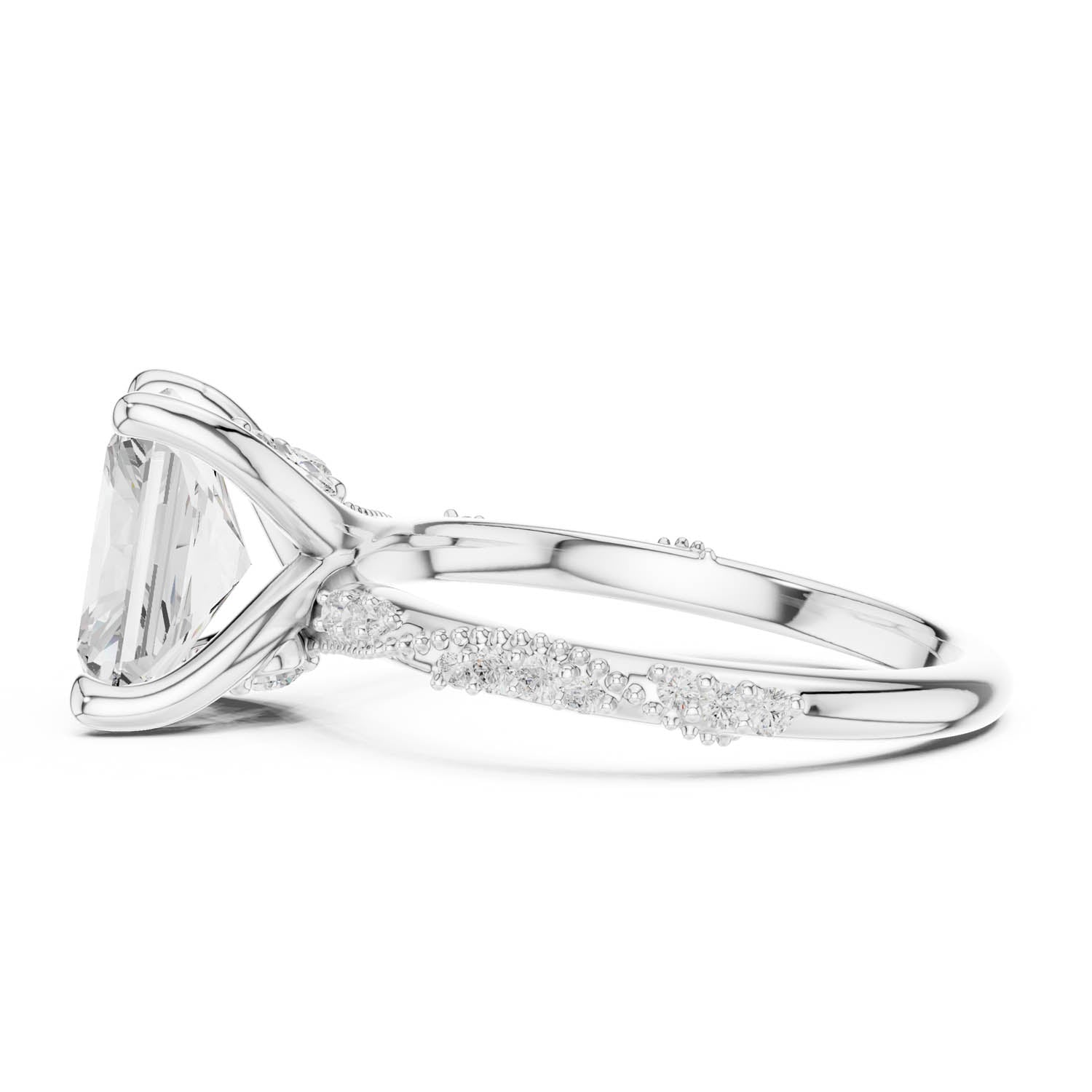 2.93 Ct. Radiant Cut Diamond Pavé Engagement Ring with Hidden Halo (DDLR-167-RA) 8