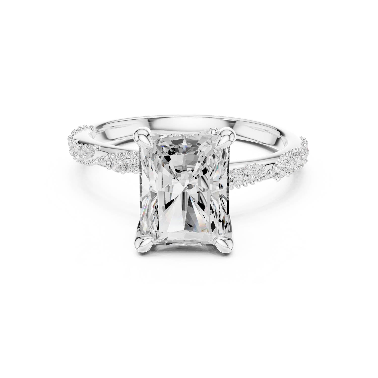 2.93 Ct. Radiant Cut Diamond Pavé Engagement Ring with Hidden Halo (DDLR-167-RA) 1