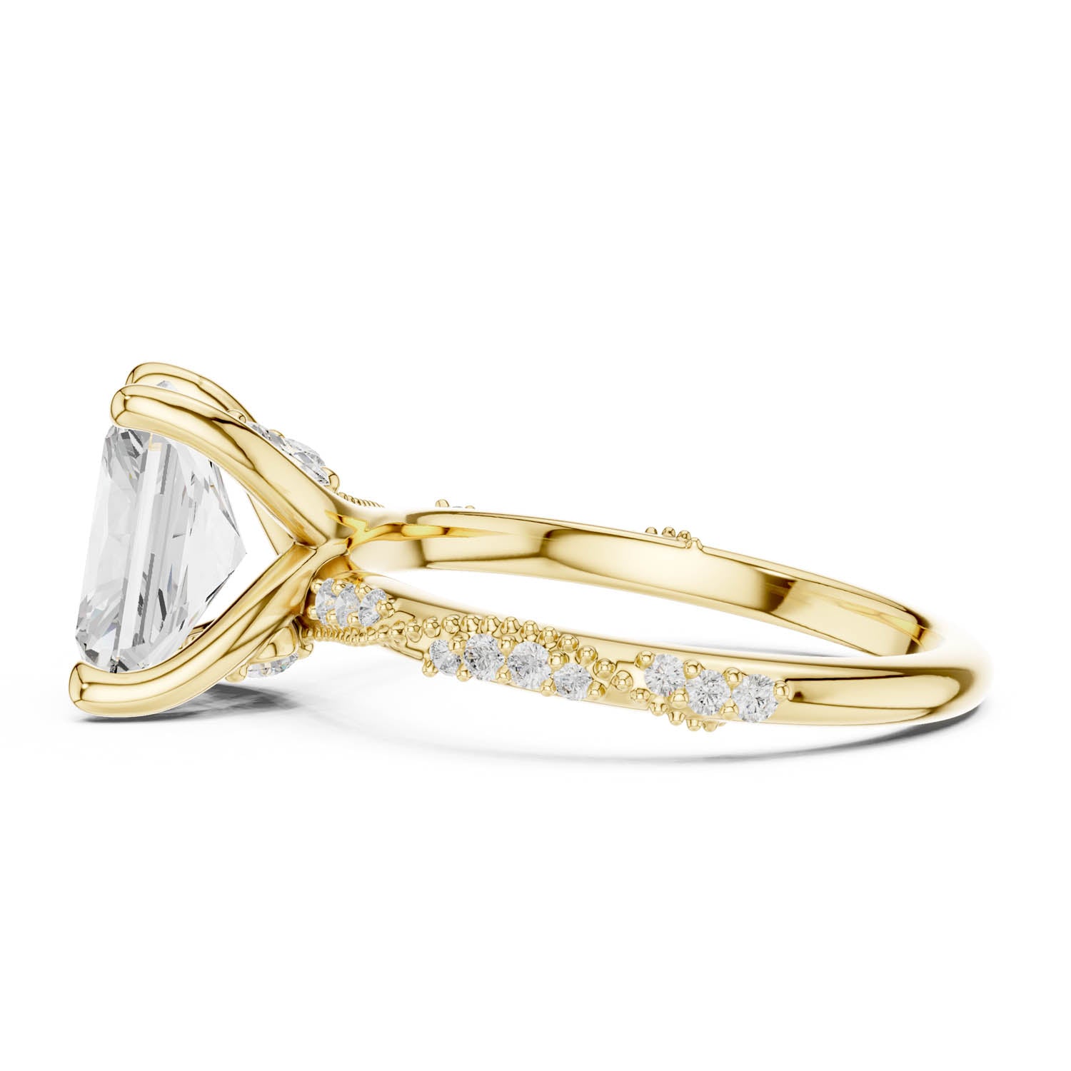 2.93 Ct. Radiant Cut Diamond Pavé Engagement Ring with Hidden Halo (DDLR-167-RA) 9