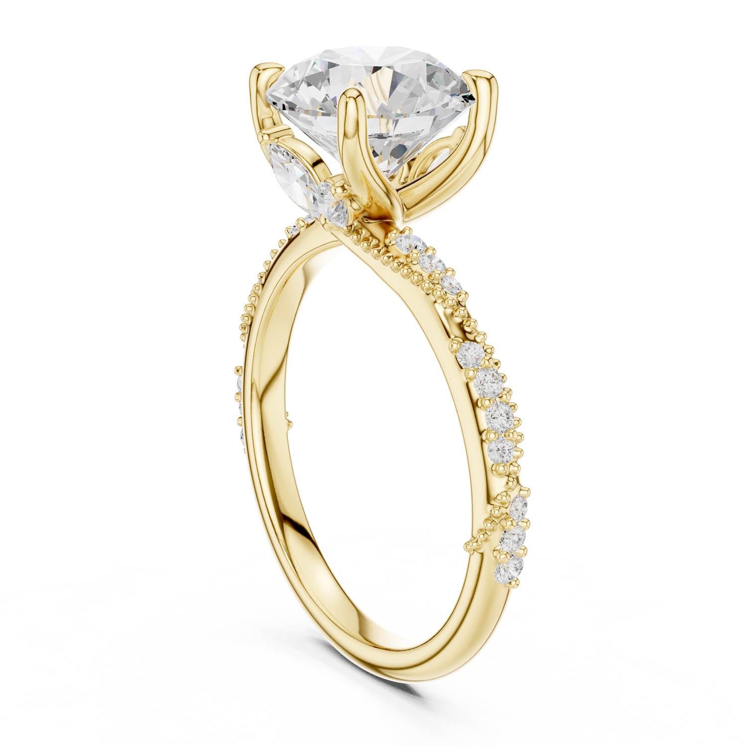 2.93 Ct. Round Brilliant Diamond Pavé Engagement Ring with Hidden Halo (DDLR-167-RD) 6