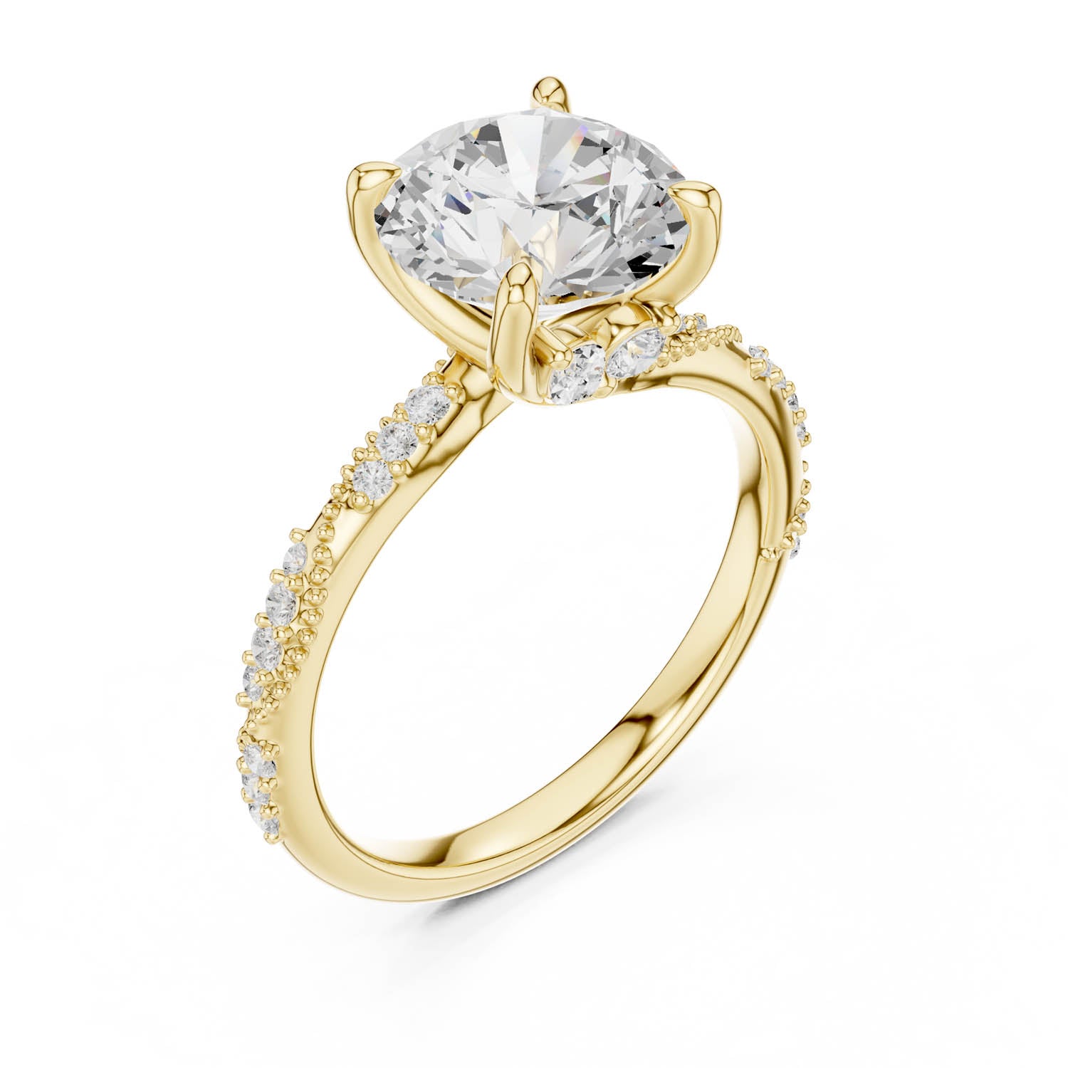 2.93 Ct. Round Brilliant Diamond Pavé Engagement Ring with Hidden Halo (DDLR-167-RD) 2
