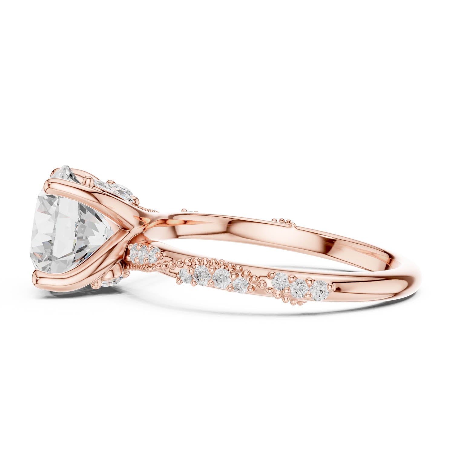 2.93 Ct. Round Brilliant Diamond Pavé Engagement Ring with Hidden Halo (DDLR-167-RD) 4