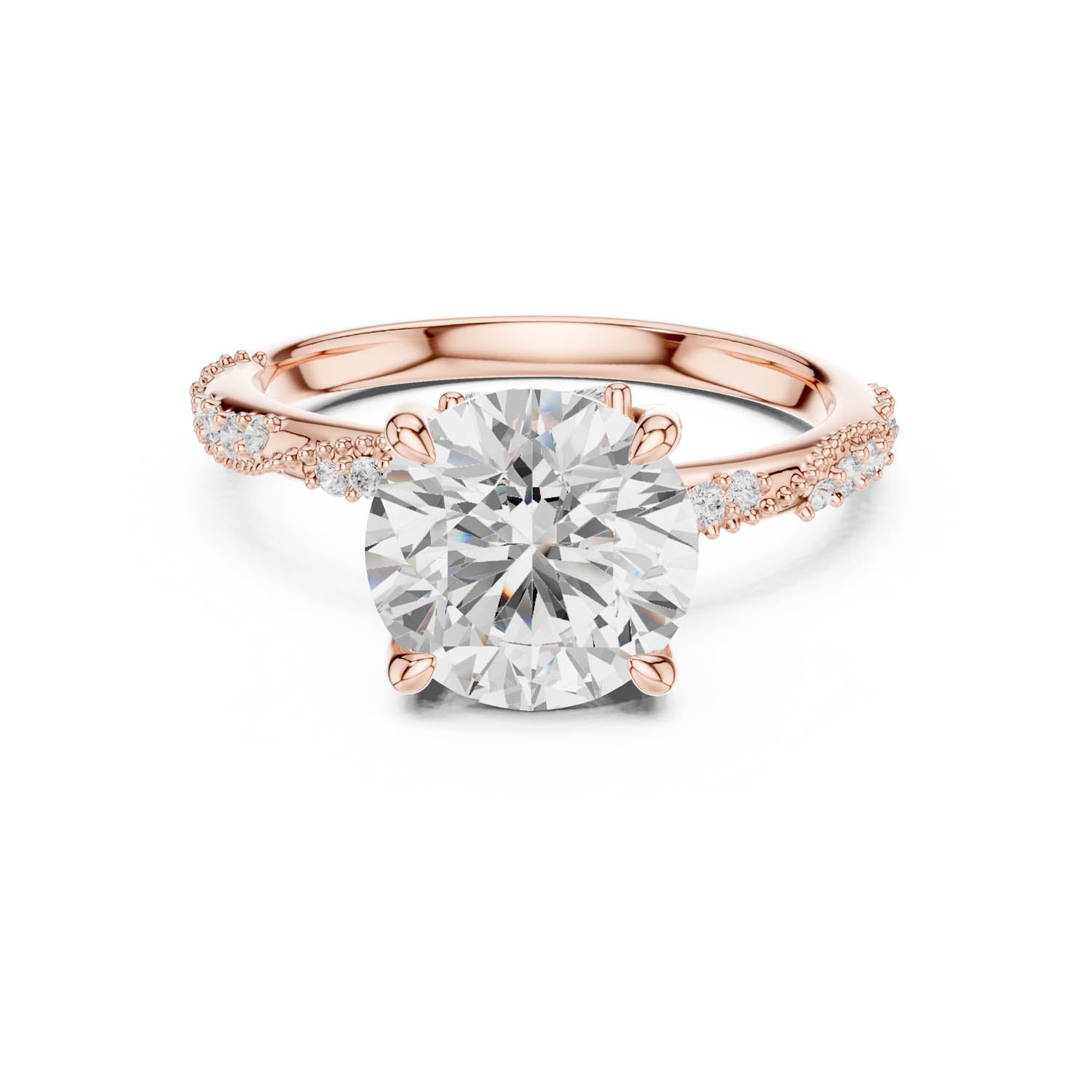 2.93 Ct. Round Brilliant Diamond Pavé Engagement Ring with Hidden Halo (DDLR-167-RD) 7