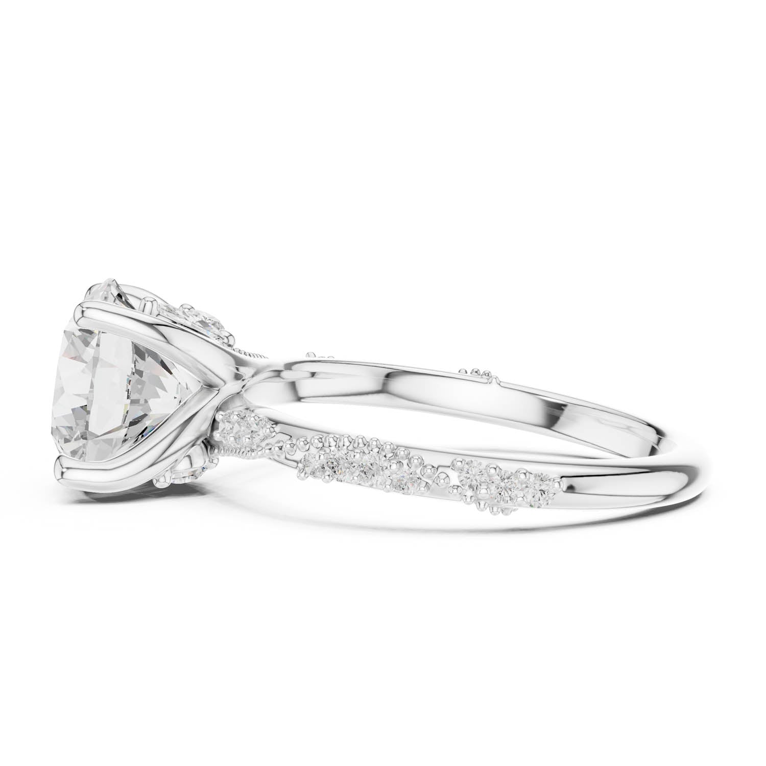 2.93 Ct. Round Brilliant Diamond Pavé Engagement Ring with Hidden Halo (DDLR-167-RD) 8