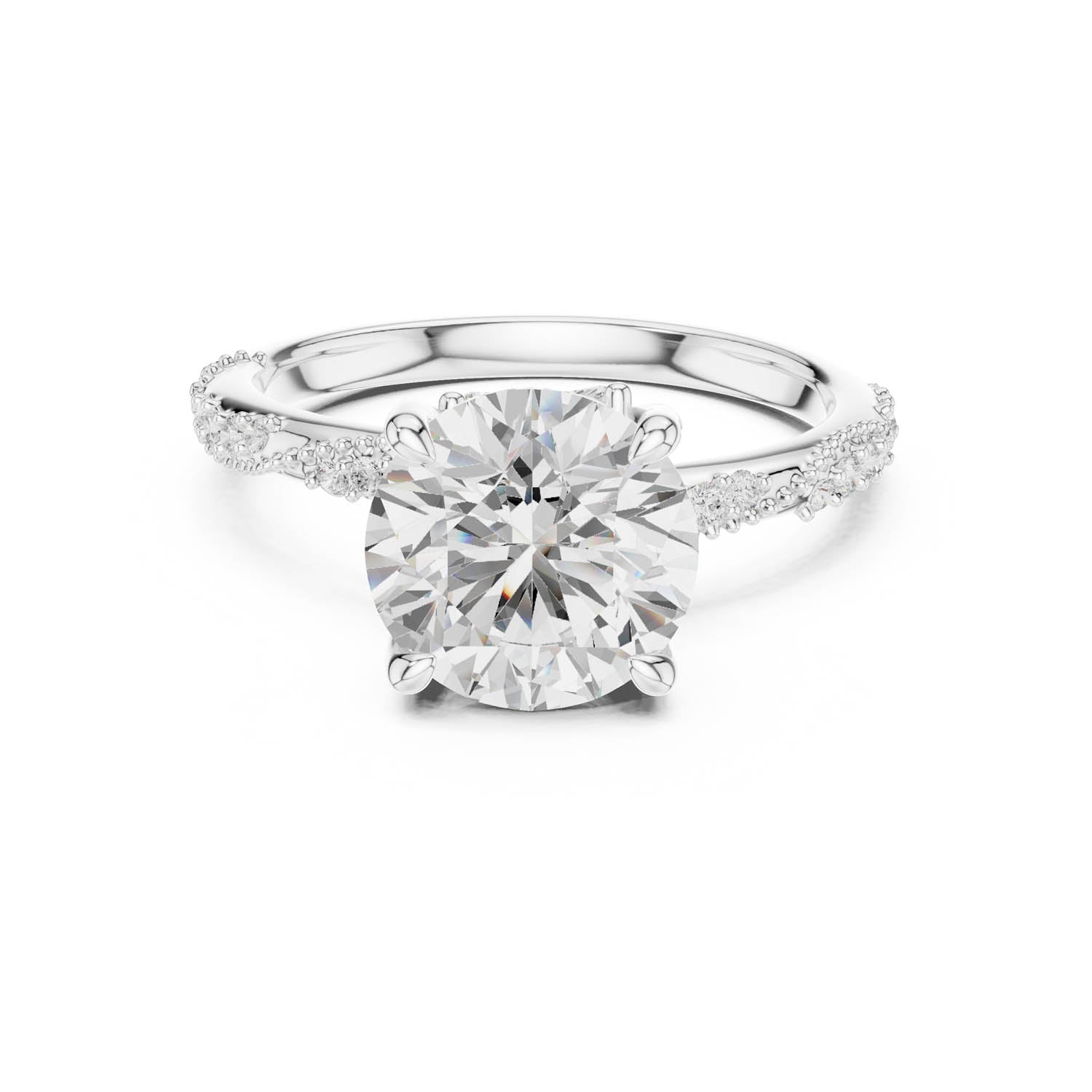 2.93 Ct. Round Brilliant Diamond Pavé Engagement Ring with Hidden Halo (DDLR-167-RD) 1