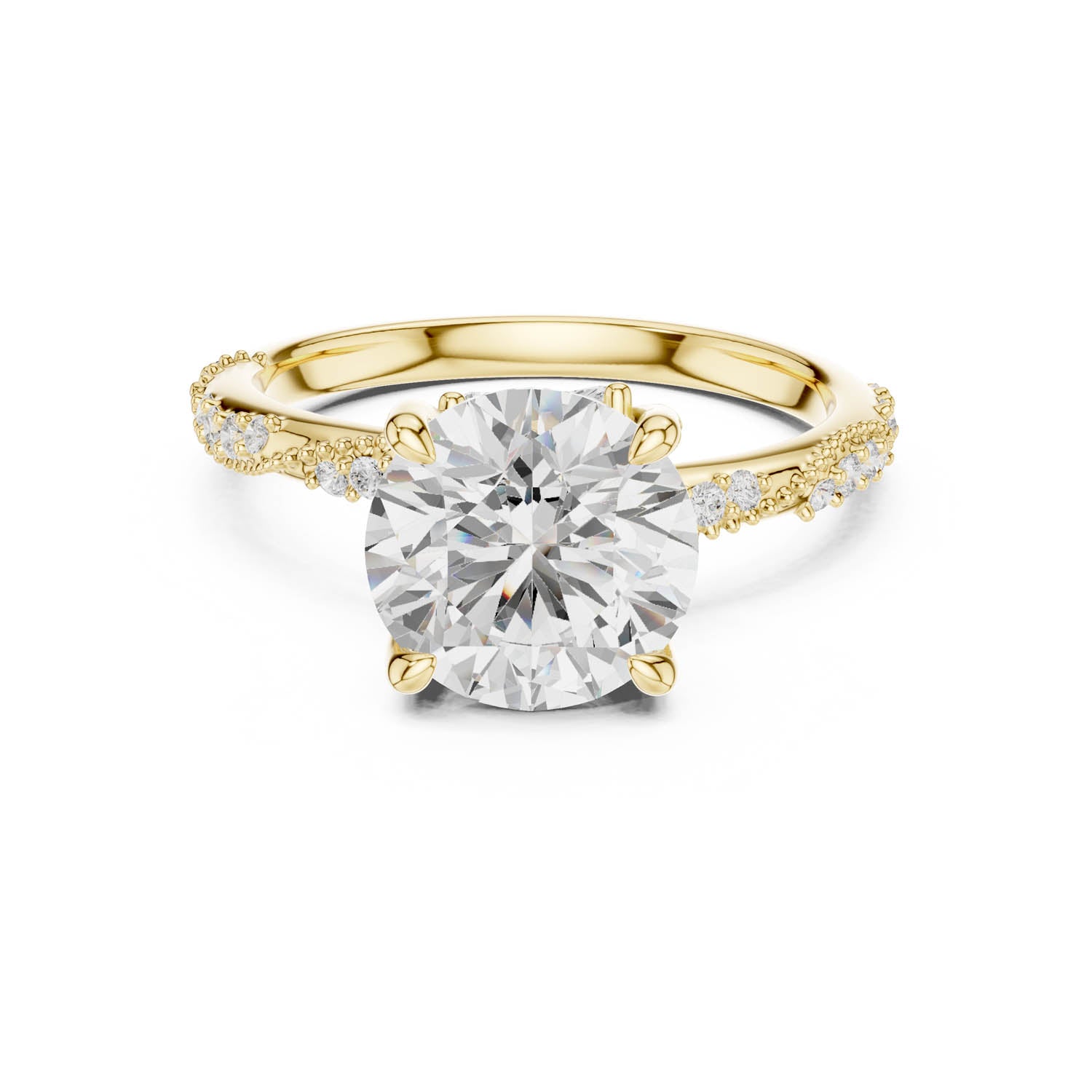 2.93 Ct. Round Brilliant Diamond Pavé Engagement Ring with Hidden Halo (DDLR-167-RD) 10
