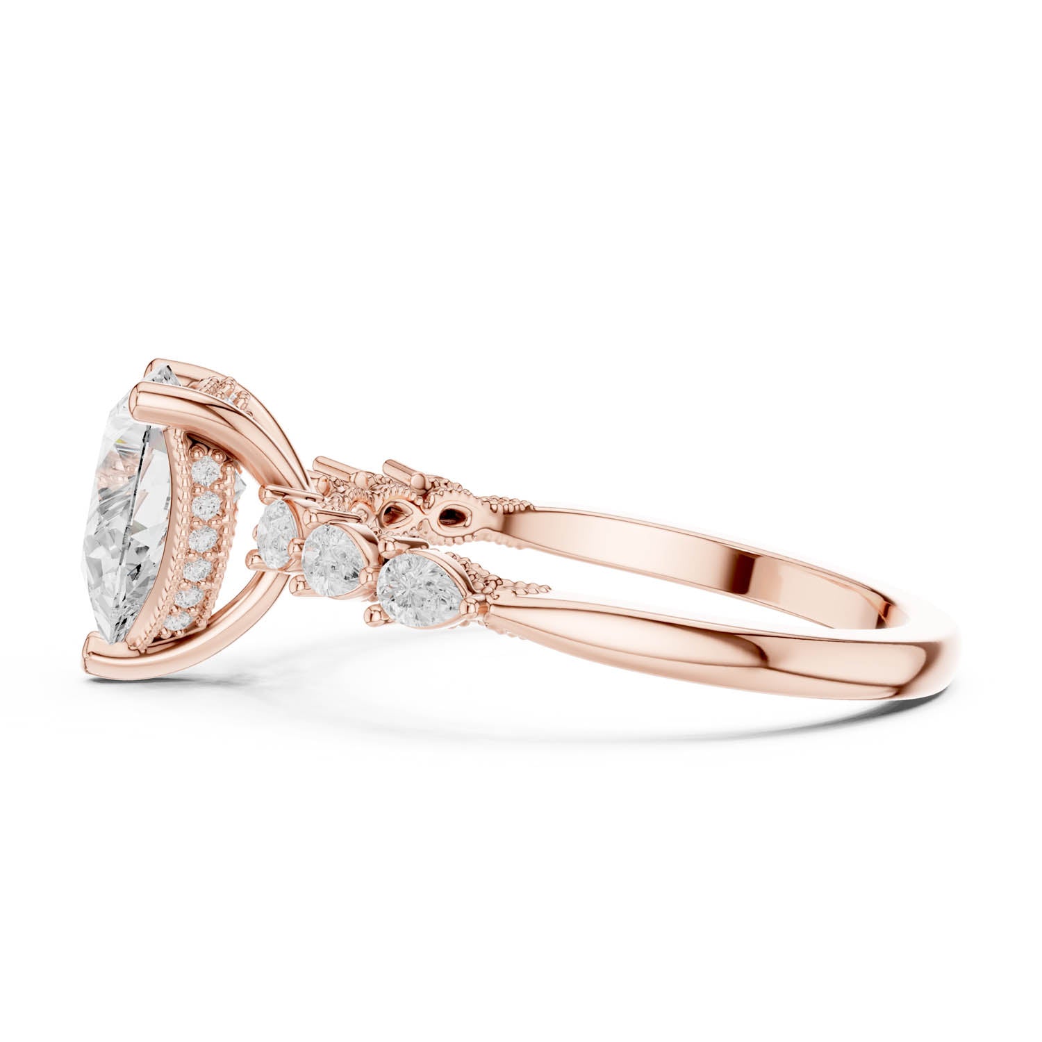2.33 Ct. Classic Pear Diamond Ring with Pear Side Stones and Hidden Halo (DDLR-168 -R00843-PE) 4