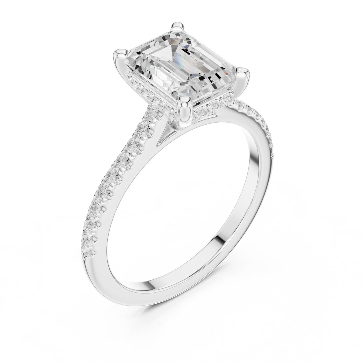 2.31 Ct. Classic Emerald Cut Diamond Pavé Ring with Hidden Halo (DDLR-169 - R00845-EM) 5