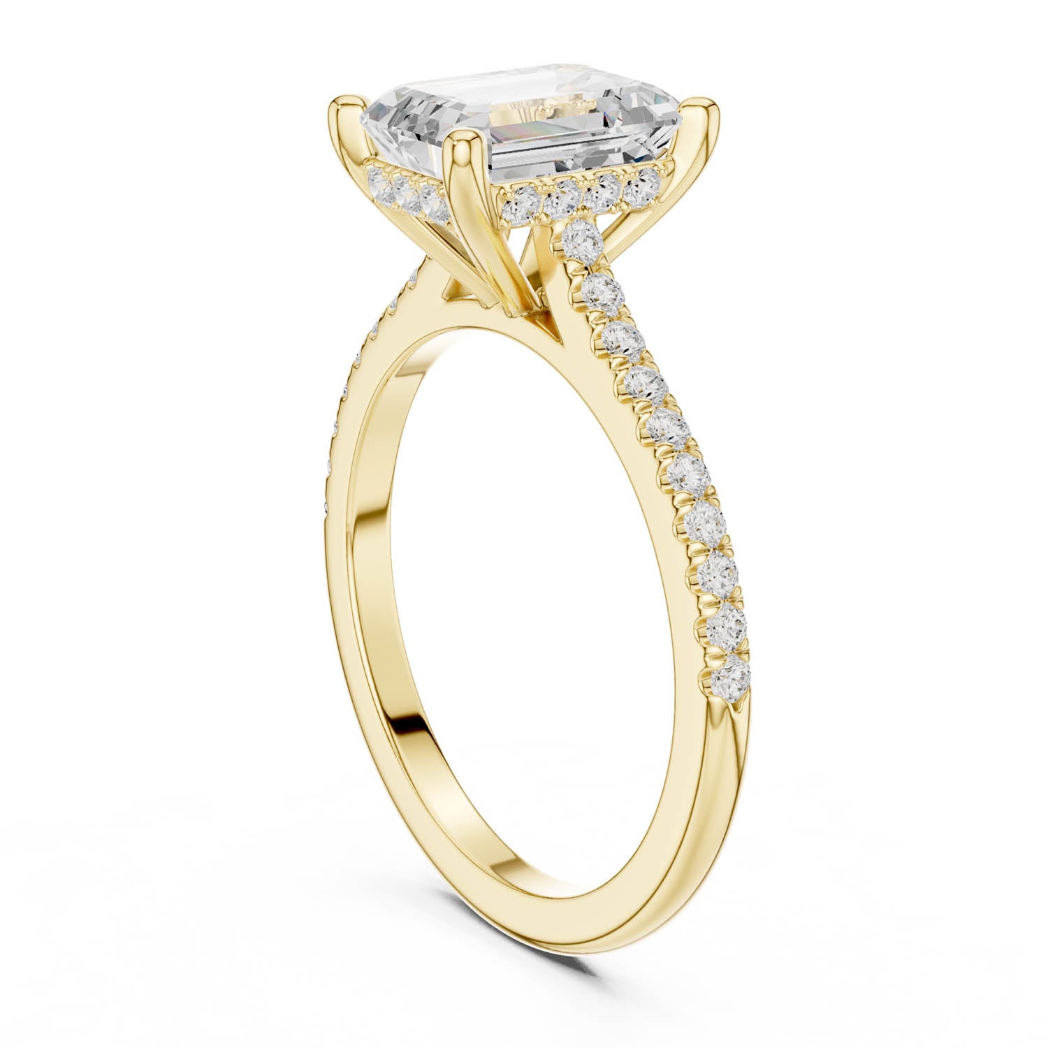 2.31 Ct. Classic Emerald Cut Diamond Pavé Ring with Hidden Halo (DDLR-169 - R00845-EM) 2