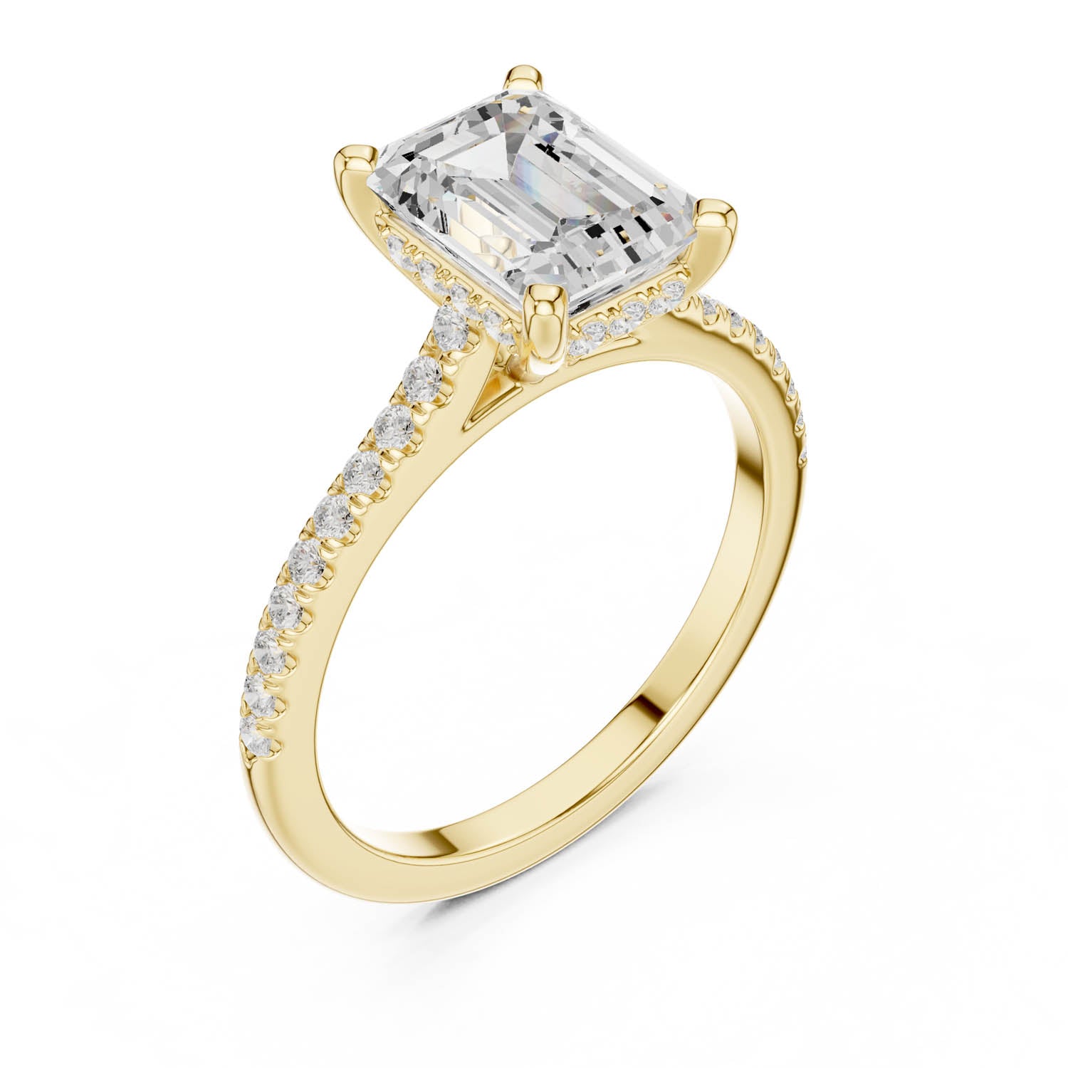 2.31 Ct. Classic Emerald Cut Diamond Pavé Ring with Hidden Halo (DDLR-169 - R00845-EM) 8