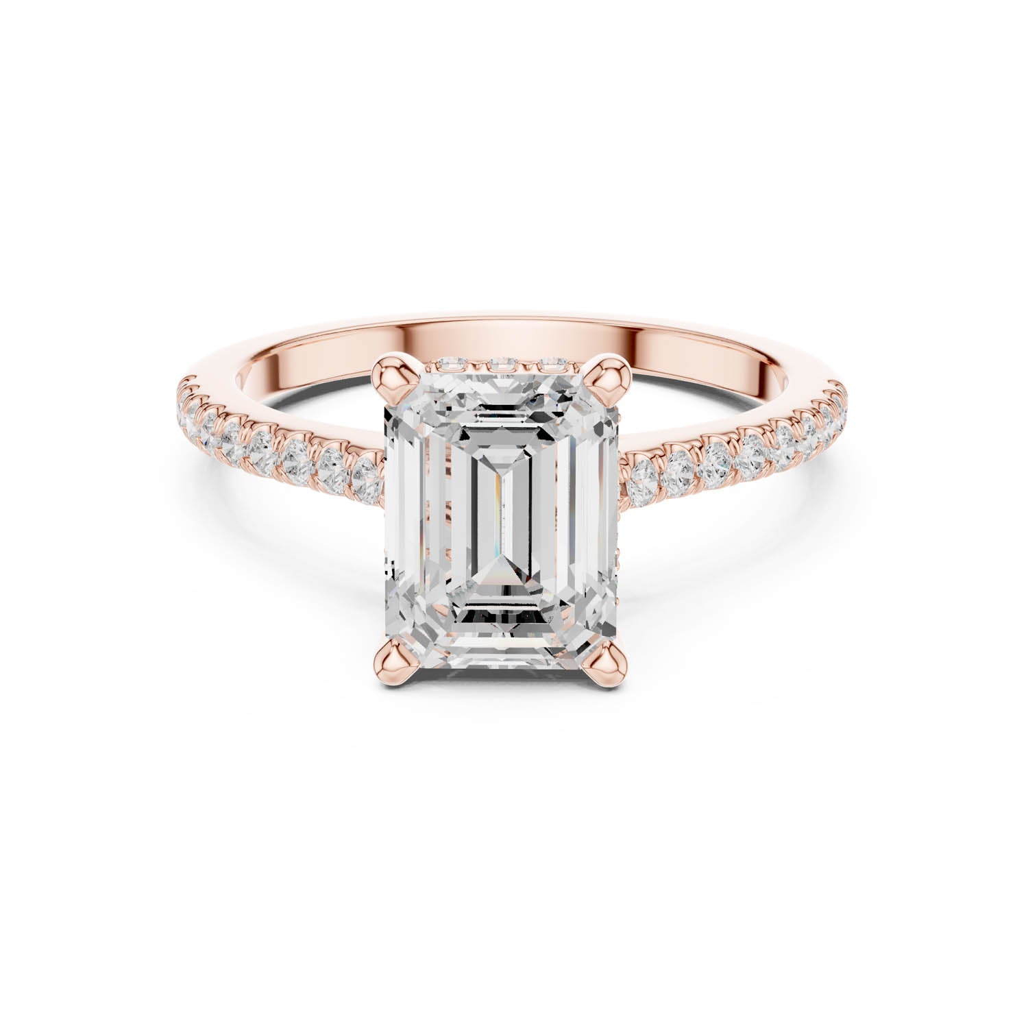 2.31 Ct. Classic Emerald Cut Diamond Pavé Ring with Hidden Halo (DDLR-169 - R00845-EM) 6