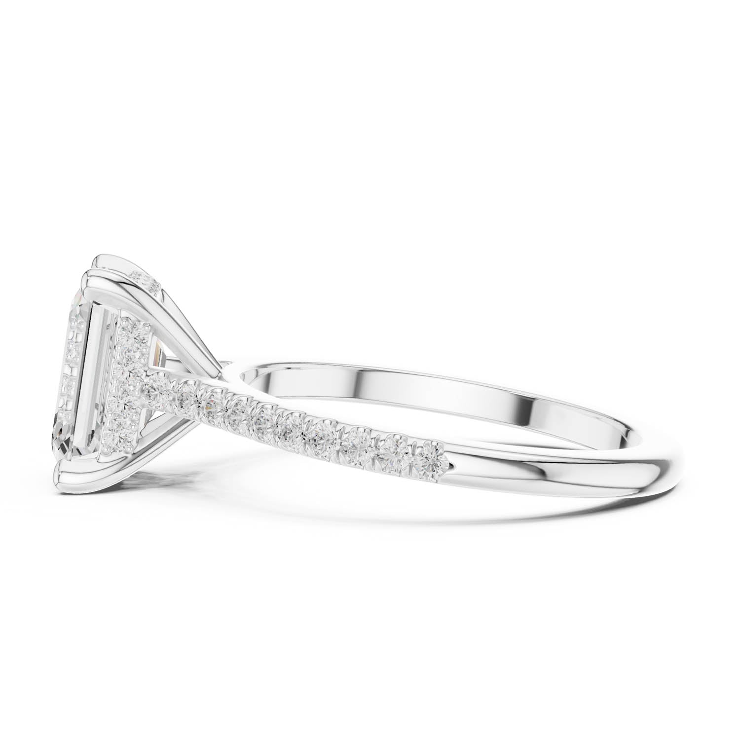 2.31 Ct. Classic Emerald Cut Diamond Pavé Ring with Hidden Halo (DDLR-169 - R00845-EM) 9