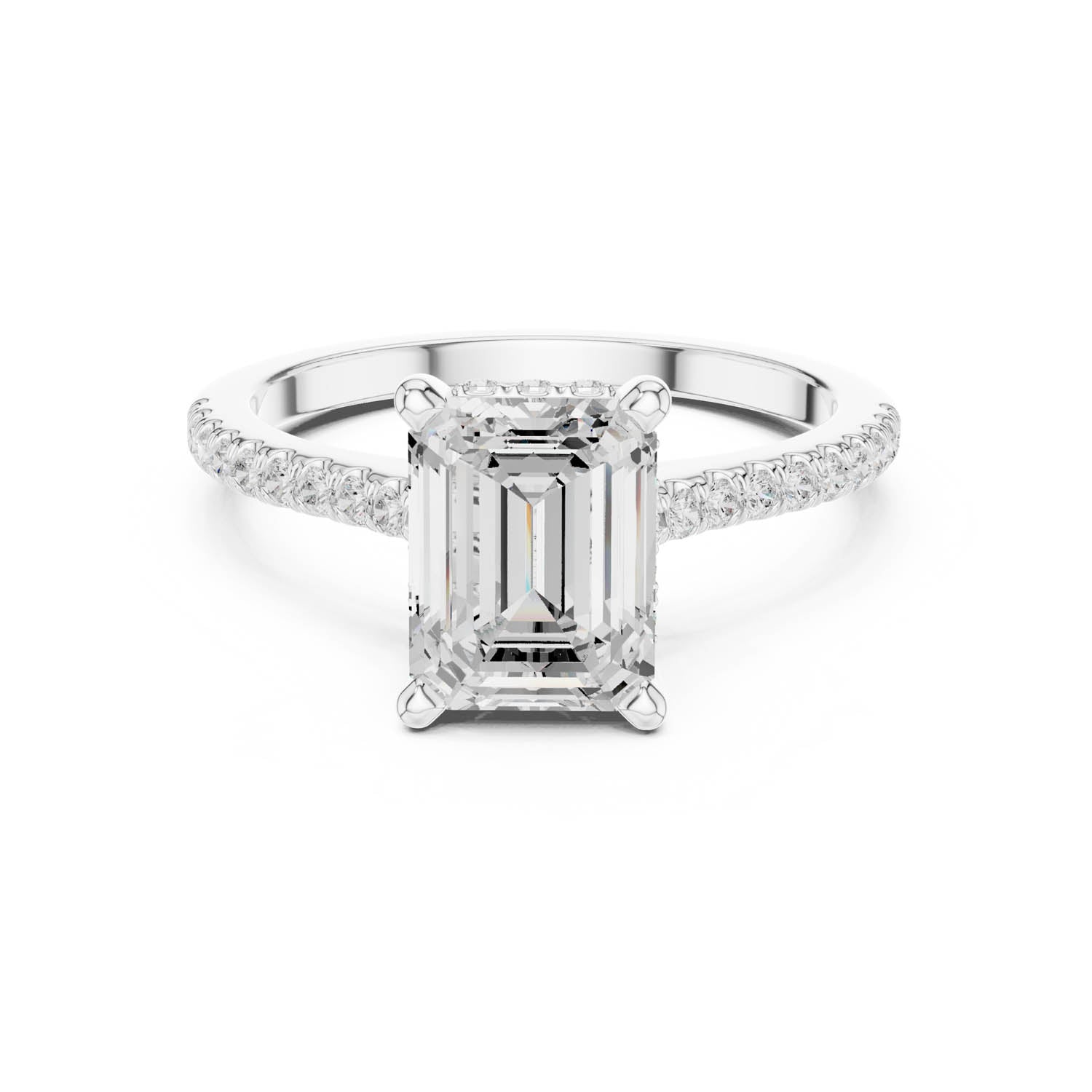 2.31 Ct. Classic Emerald Cut Diamond Pavé Ring with Hidden Halo (DDLR-169 - R00845-EM) 1