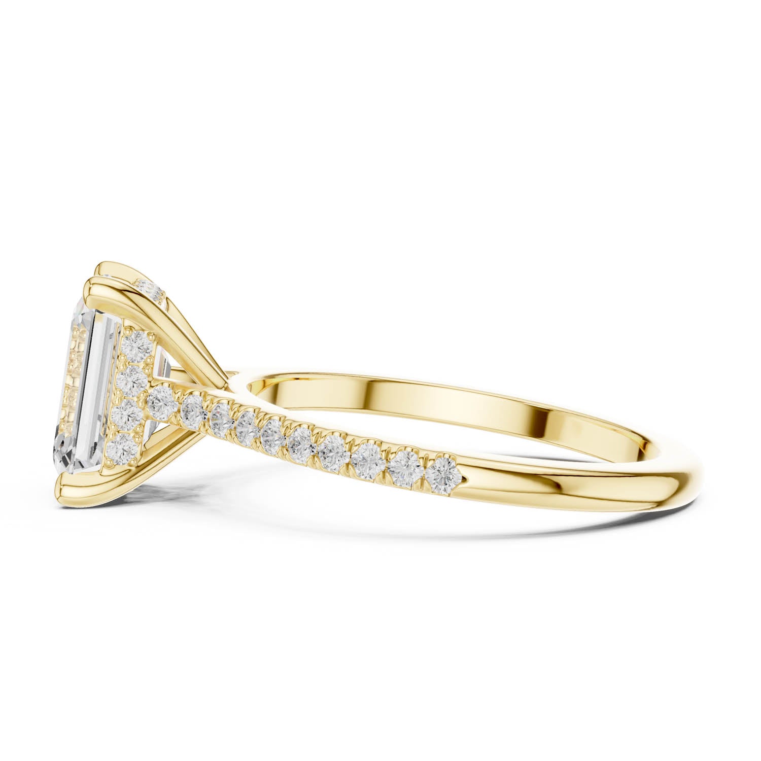 2.31 Ct. Classic Emerald Cut Diamond Pavé Ring with Hidden Halo (DDLR-169 - R00845-EM) 10