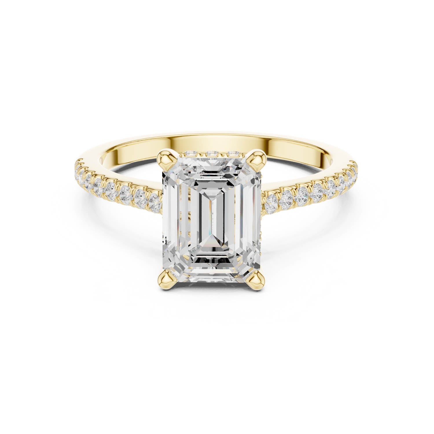 2.31 Ct. Classic Emerald Cut Diamond Pavé Ring with Hidden Halo (DDLR-169 - R00845-EM) 11