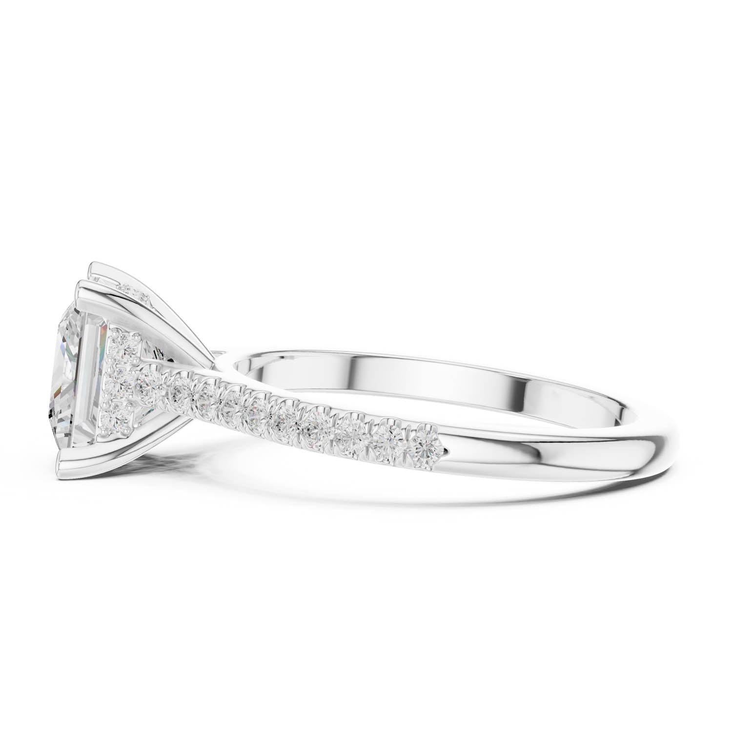 2.30 Ct. Classic Princess Cut Diamond Pavé Ring with Hidden Halo (DDLR-169 - R00845-PR) 8