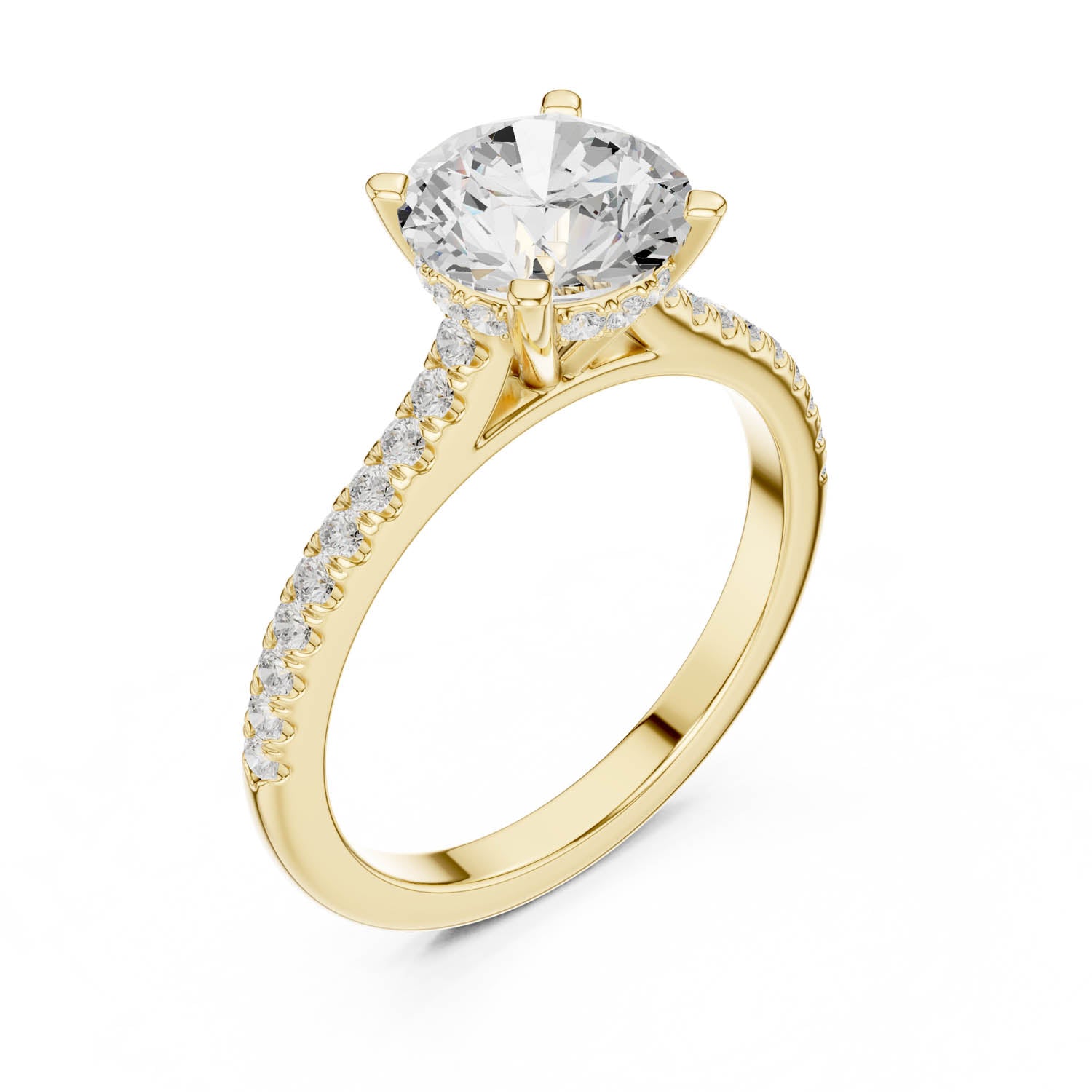 2.30 Ct. Classic Round Diamond Pavé Ring with Hidden Halo (DDLR-169 - R00845-RD) 2