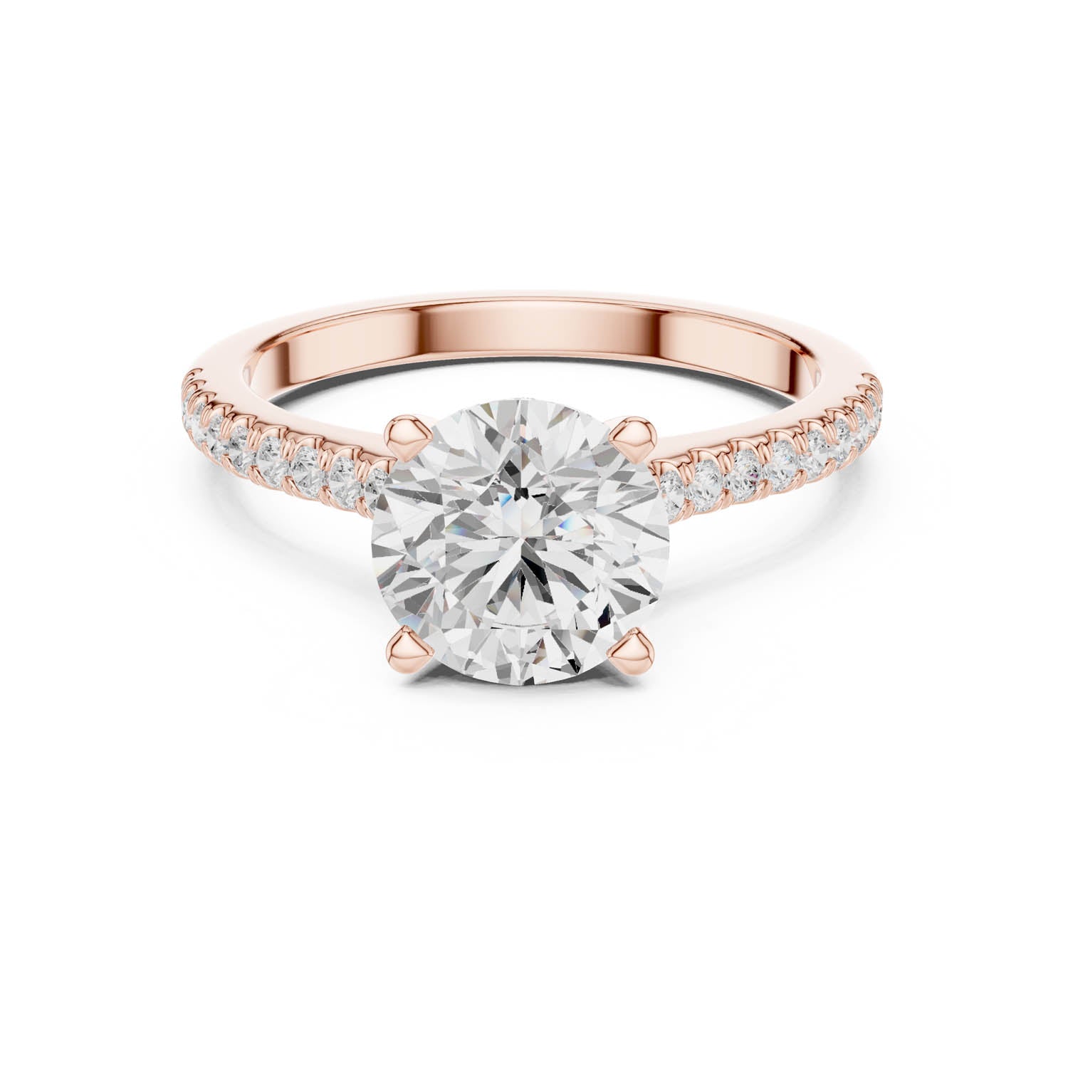 2.30 Ct. Classic Round Diamond Pavé Ring with Hidden Halo (DDLR-169 - R00845-RD) 7