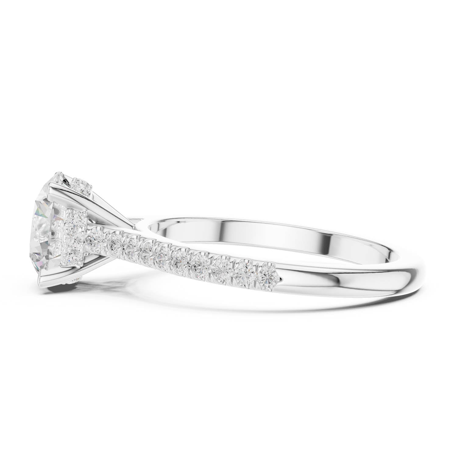 2.30 Ct. Classic Round Diamond Pavé Ring with Hidden Halo (DDLR-169 - R00845-RD) 8