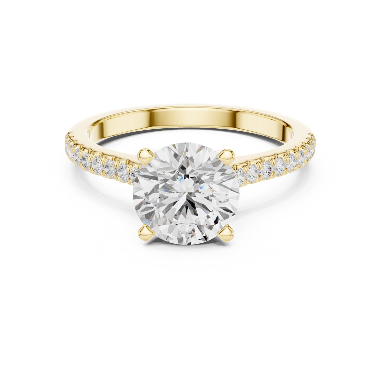 2.30 Ct. Classic Round Diamond Pavé Ring with Hidden Halo (DDLR-169 - R00845-RD) 10