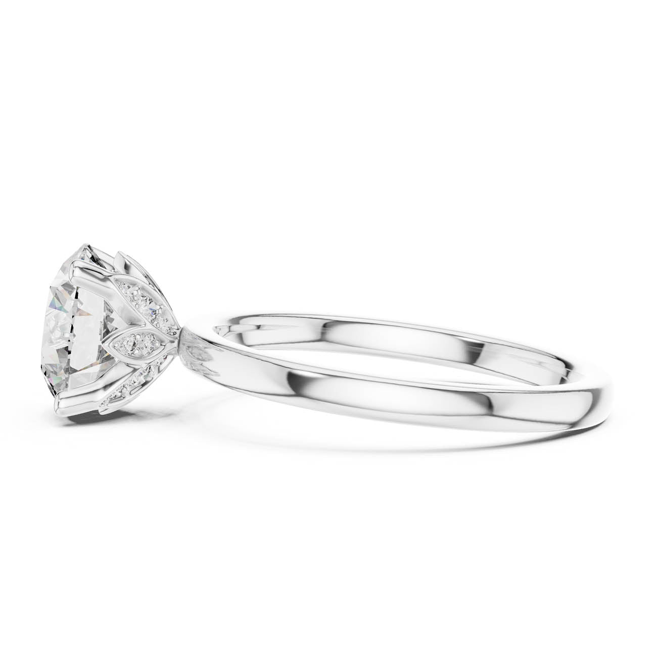 2.14 Ct. Round Diamond Solitaire with Diamond-Set Tulip Setting (DDLR-170) 11